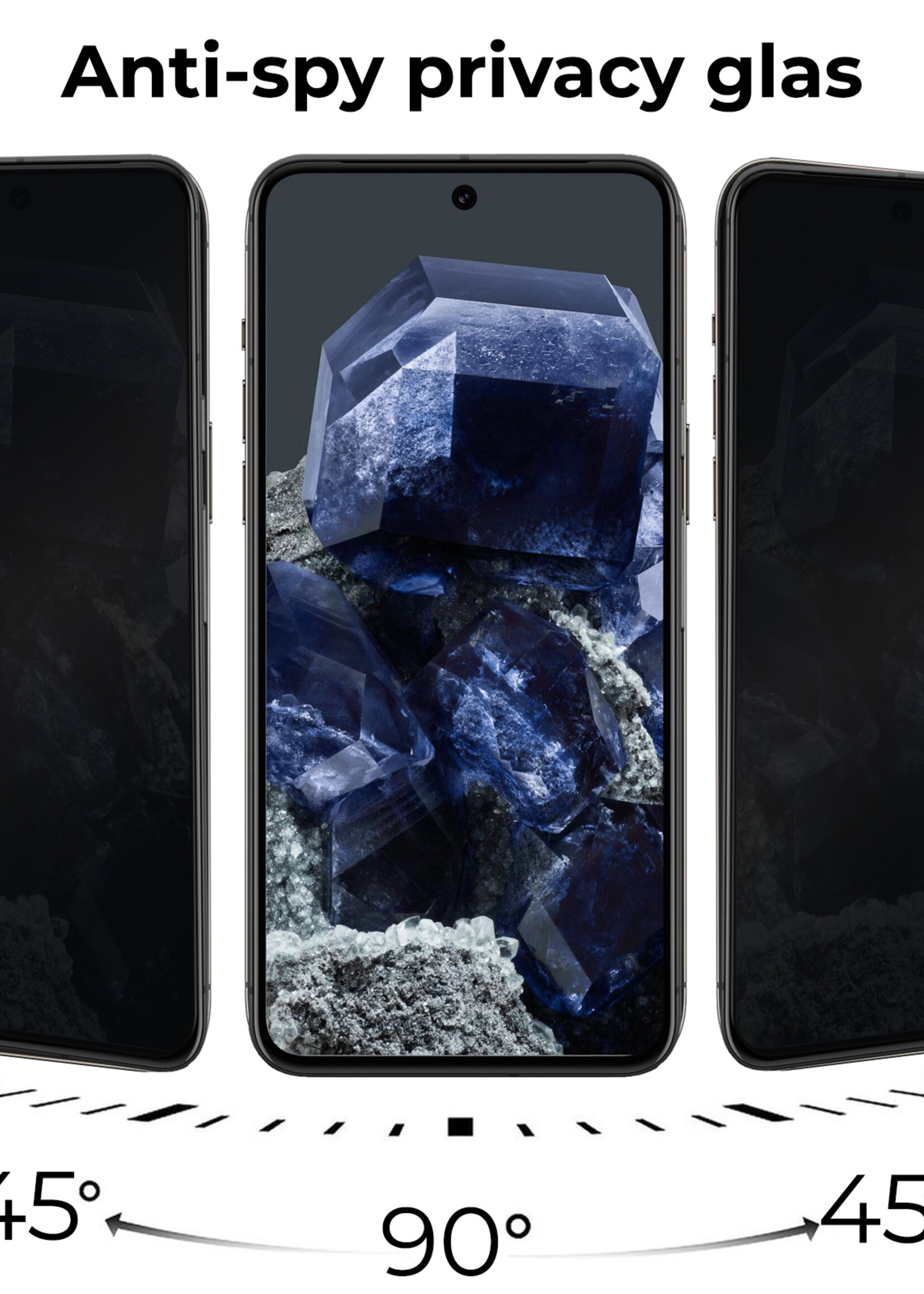 BTH Screenprotector Geschikt voor Google Pixel 8 Screenprotector Privacy Glas Gehard Full Cover - Screenprotector Geschikt voor Google Pixel 8 Screenprotector Privacy Tempered Glass - 2 PACK