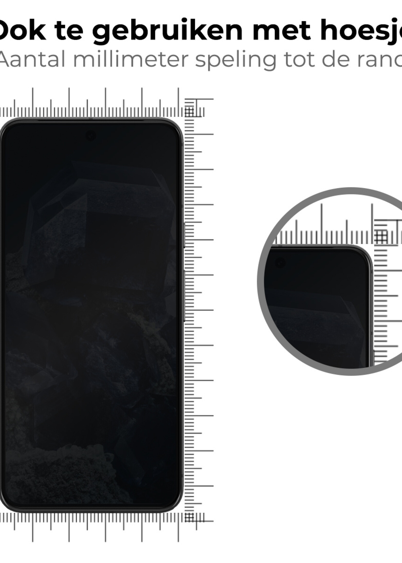 BTH Screenprotector Geschikt voor Google Pixel 8 Screenprotector Privacy Glas Gehard Full Cover - Screenprotector Geschikt voor Google Pixel 8 Screenprotector Privacy Tempered Glass - 2 PACK