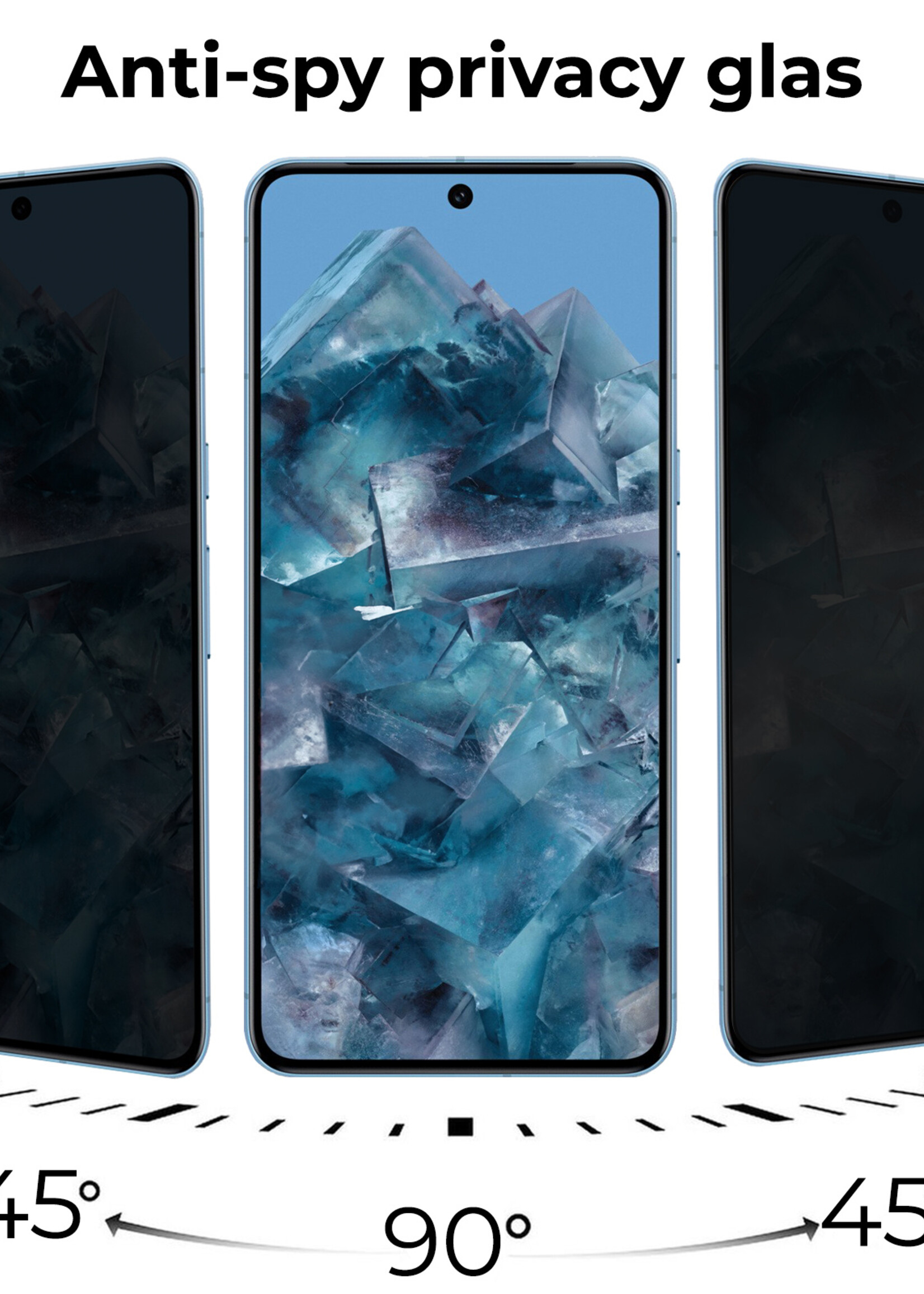 BTH Screenprotector Geschikt voor Google Pixel 8 Pro Screenprotector Privacy Glas Gehard Full Cover - Screenprotector Geschikt voor Google Pixel 8 Pro Screenprotector Privacy Tempered Glass - 3 PACK