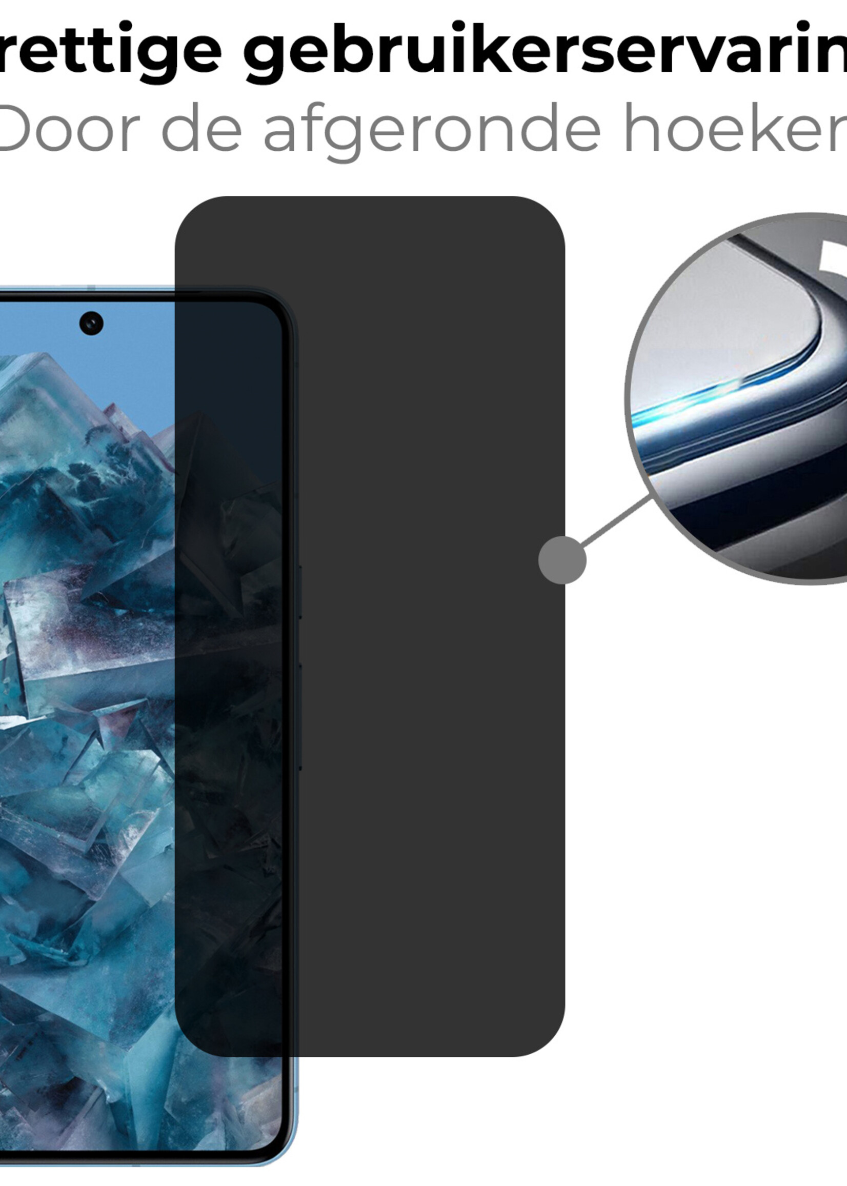 BTH Screenprotector Geschikt voor Google Pixel 8 Pro Screenprotector Privacy Glas Gehard Full Cover - Screenprotector Geschikt voor Google Pixel 8 Pro Screenprotector Privacy Tempered Glass - 3 PACK
