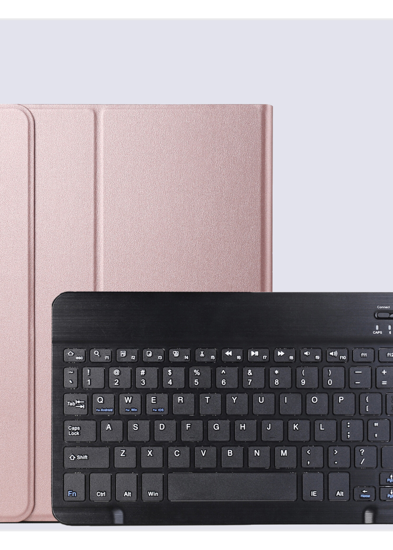 BTH Hoes Geschikt voor Samsung Galaxy Tab A9 Hoes Toetsenbord Hoesje Keyboard Case Cover Met Screenprotector - Hoesje Geschikt voor Samsung Tab A9 Hoes Toetsenbord Case - Rosé goud