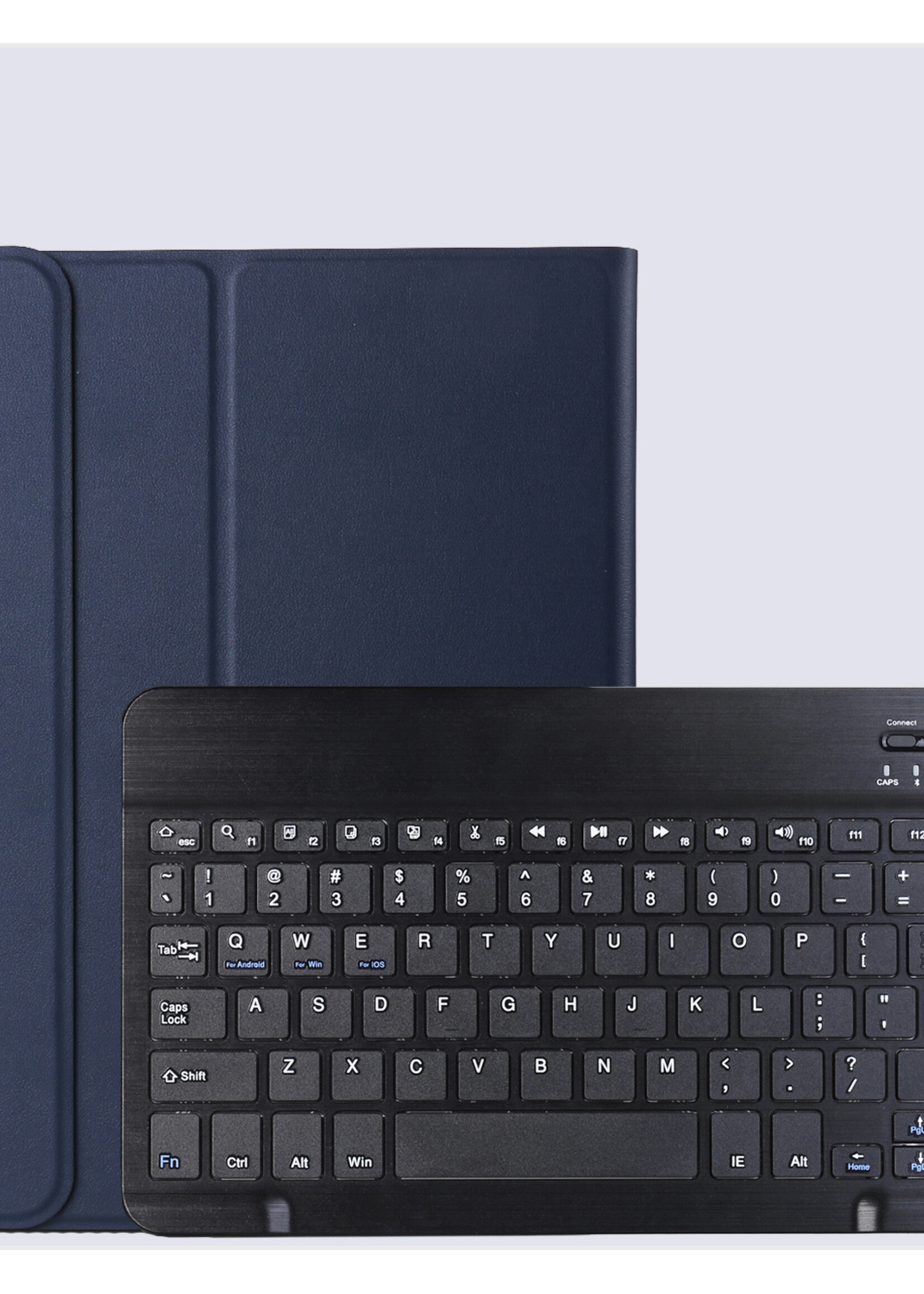 BTH Hoes Geschikt voor Samsung Galaxy Tab A9 Plus Hoes Toetsenbord Hoesje Keyboard Case Cover - Hoesje Geschikt voor Samsung Tab A9 Plus Hoes Toetsenbord Case - Donkerblauw