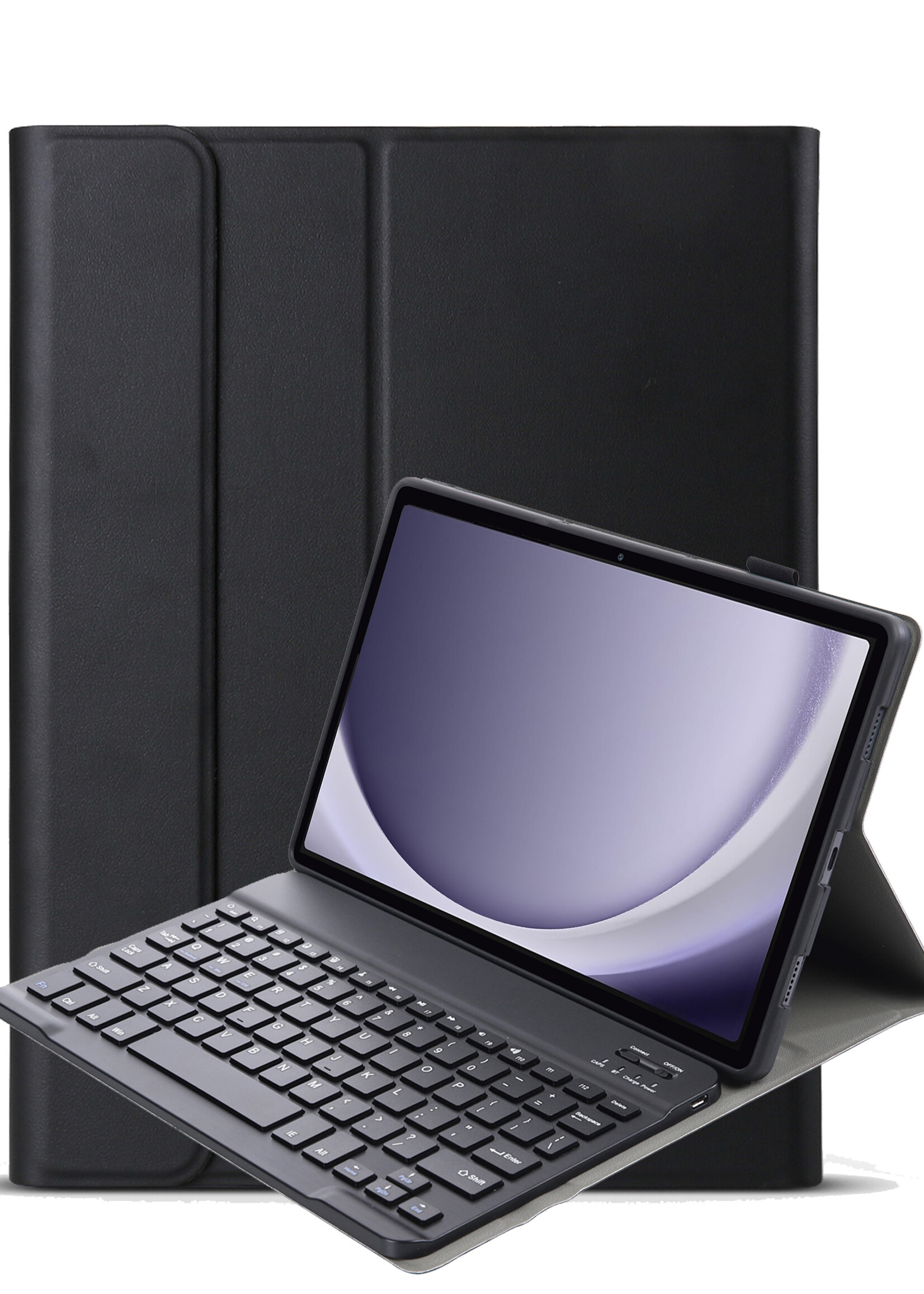 BTH Hoes Geschikt voor Samsung Galaxy Tab A9 Plus Hoes Toetsenbord Hoesje Keyboard Case Cover - Hoesje Geschikt voor Samsung Tab A9 Plus Hoes Toetsenbord Case - Zwart