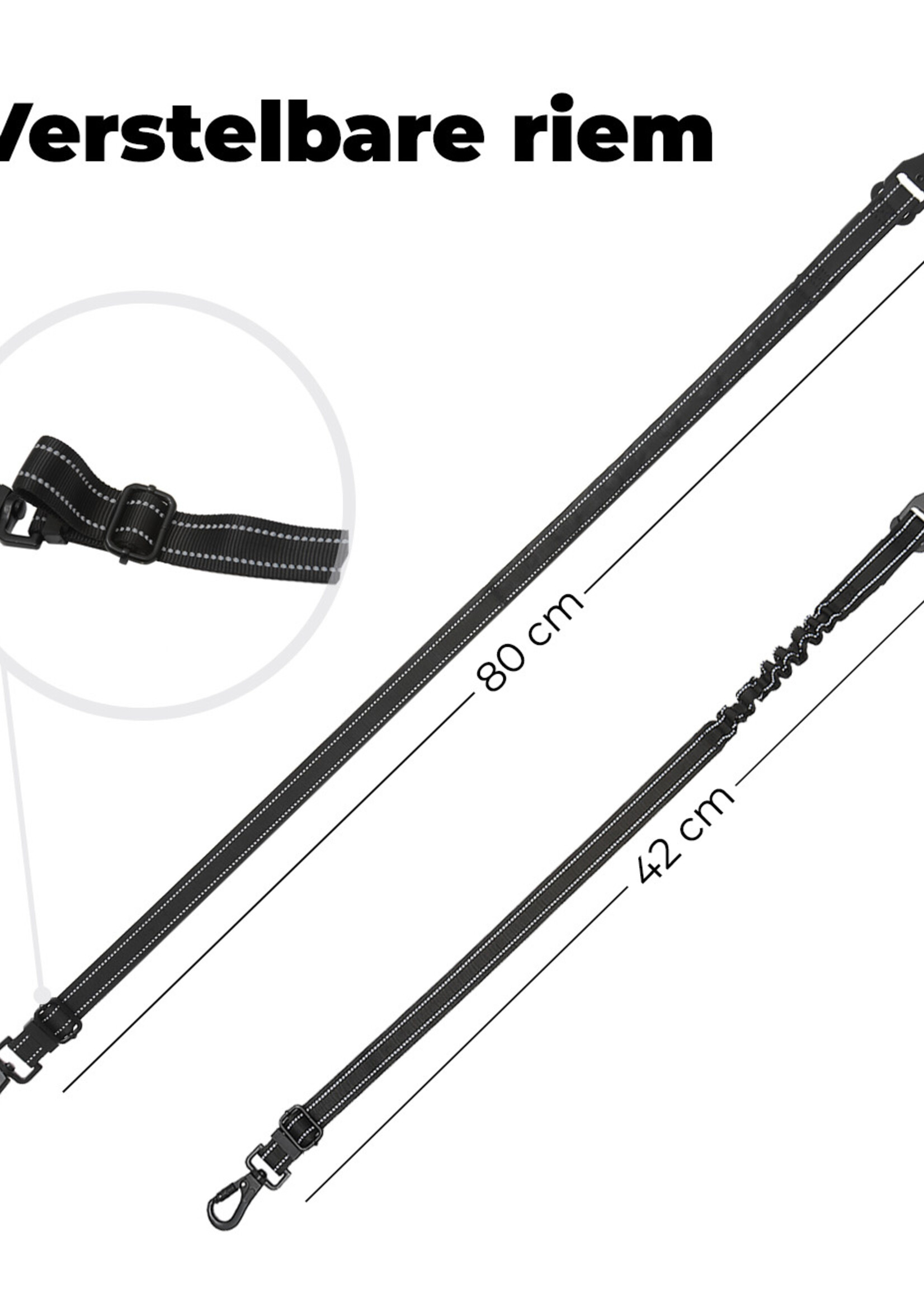 BTH Hondengordel Autogordel Hond Hondenriem Auto Flexibel Met Kliksysteem en Haak - Luxe Hondenriem Autogordel - Zwart - 3 PACK