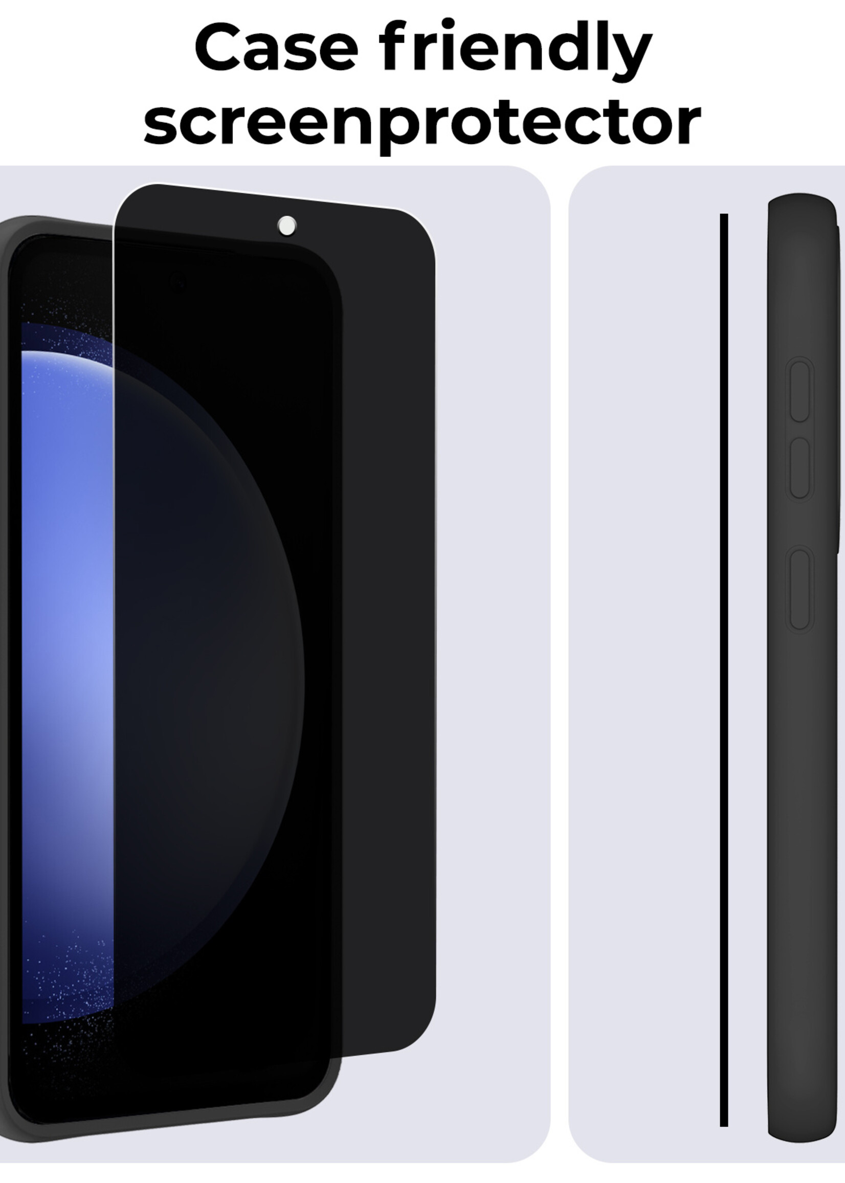 BTH Screenprotector Geschikt voor Samsung S23 FE Screenprotector Privacy Glas Gehard Full Cover - Screenprotector Geschikt voor Samsung Galaxy S23 FE Screenprotector Privacy Tempered Glass