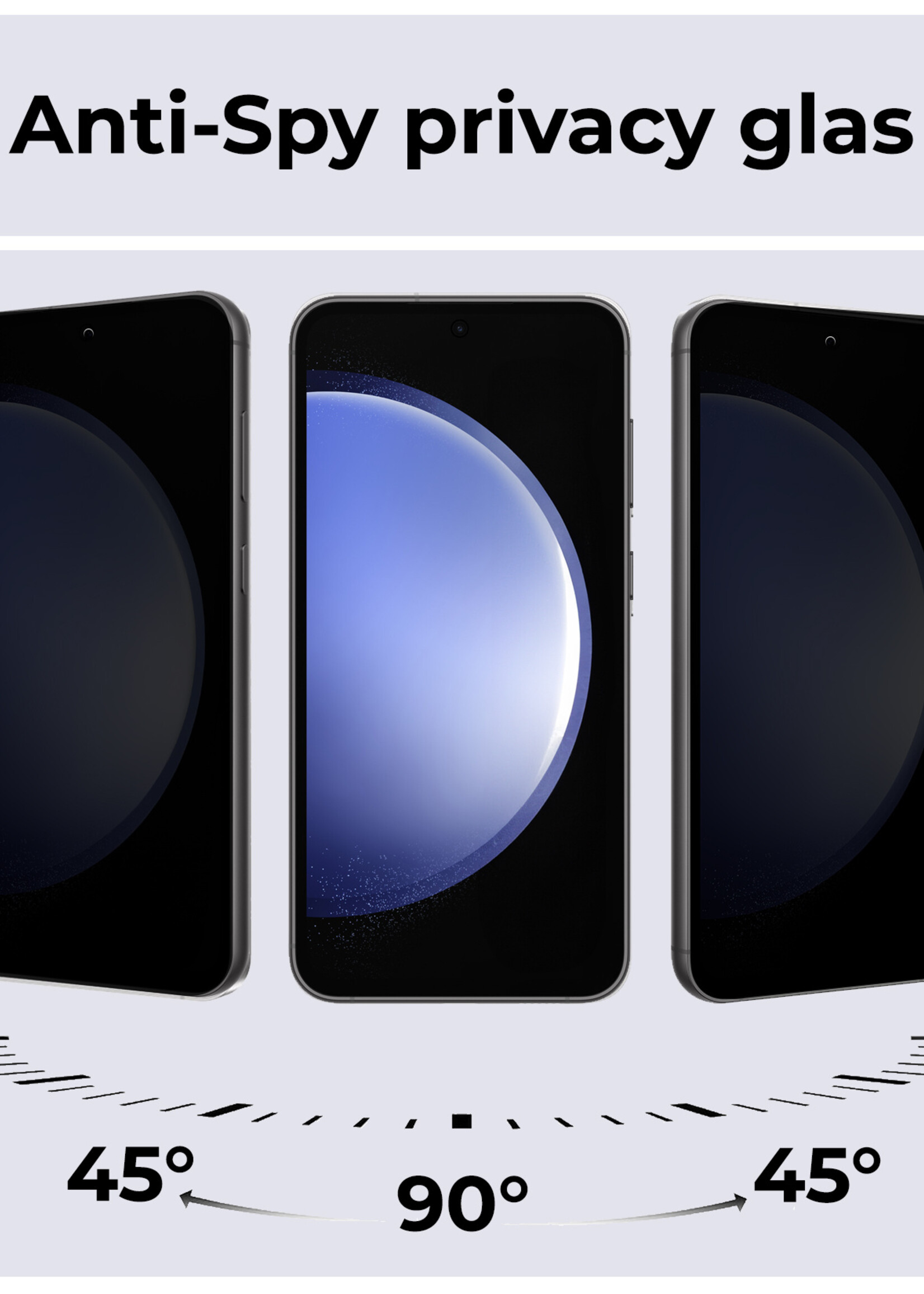 BTH Screenprotector Geschikt voor Samsung S23 FE Screenprotector Privacy Glas Gehard Full Cover - Screenprotector Geschikt voor Samsung Galaxy S23 FE Screenprotector Privacy Tempered Glass - 2 PACK