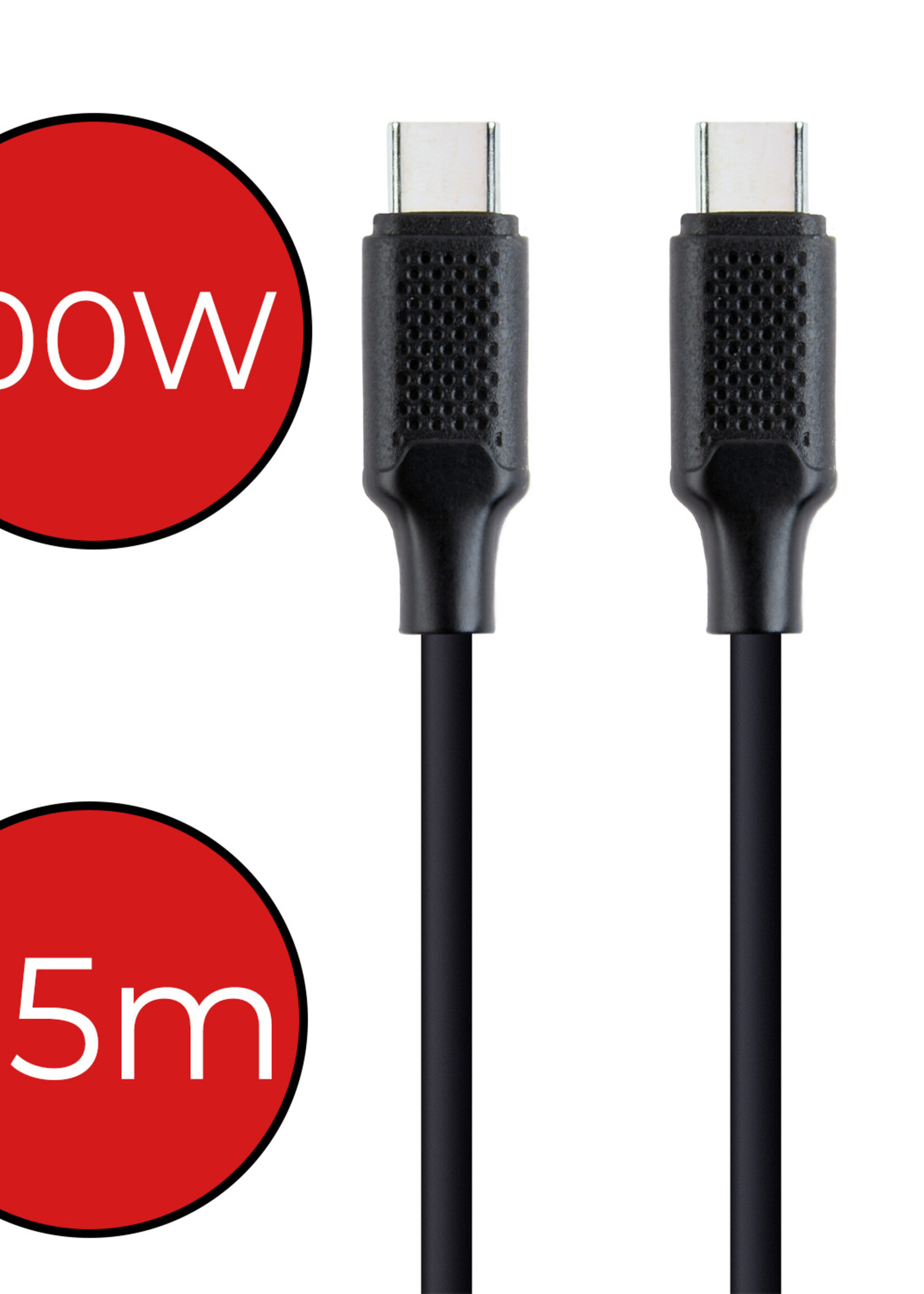 BTH USB-C Kabels Oplaadkabel (100W) Datakabel USB C Kabel - USB C naar USB C Kabel - USB C Oplader - 1.5 meter - Zwart