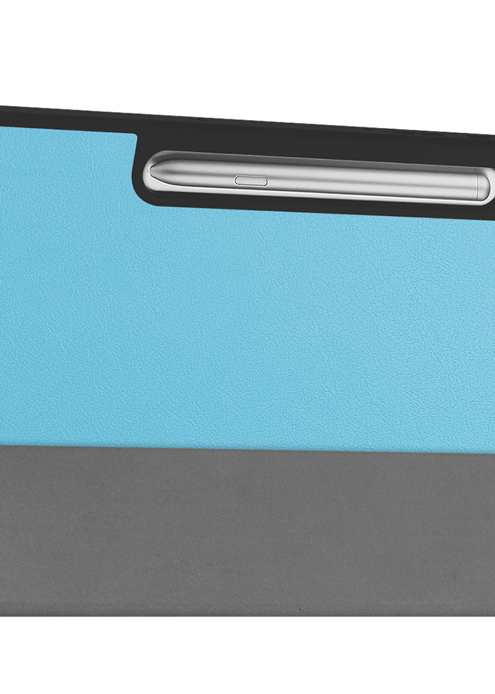 BTH Hoes Geschikt voor Samsung Galaxy Tab S9 FE Hoes Book Case Hoesje Trifold Cover Met Uitsparing Geschikt voor S Pen - Hoesje Geschikt voor Samsung Tab S9 FE Hoesje Bookcase - Lichtblauw