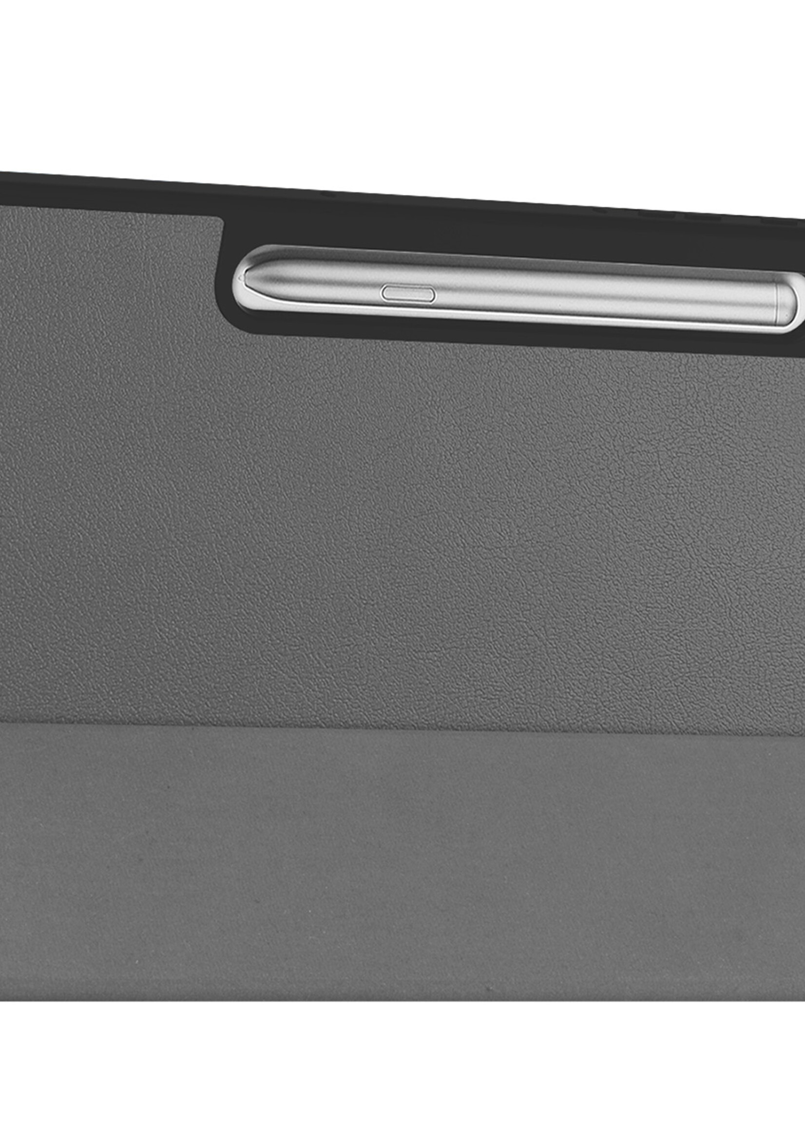 BTH Hoes Geschikt voor Samsung Galaxy Tab S9 FE Hoes Book Case Hoesje Trifold Cover Met Uitsparing Geschikt voor S Pen Met Screenprotector - Hoesje Geschikt voor Samsung Tab S9 FE Hoesje Bookcase - Grijs