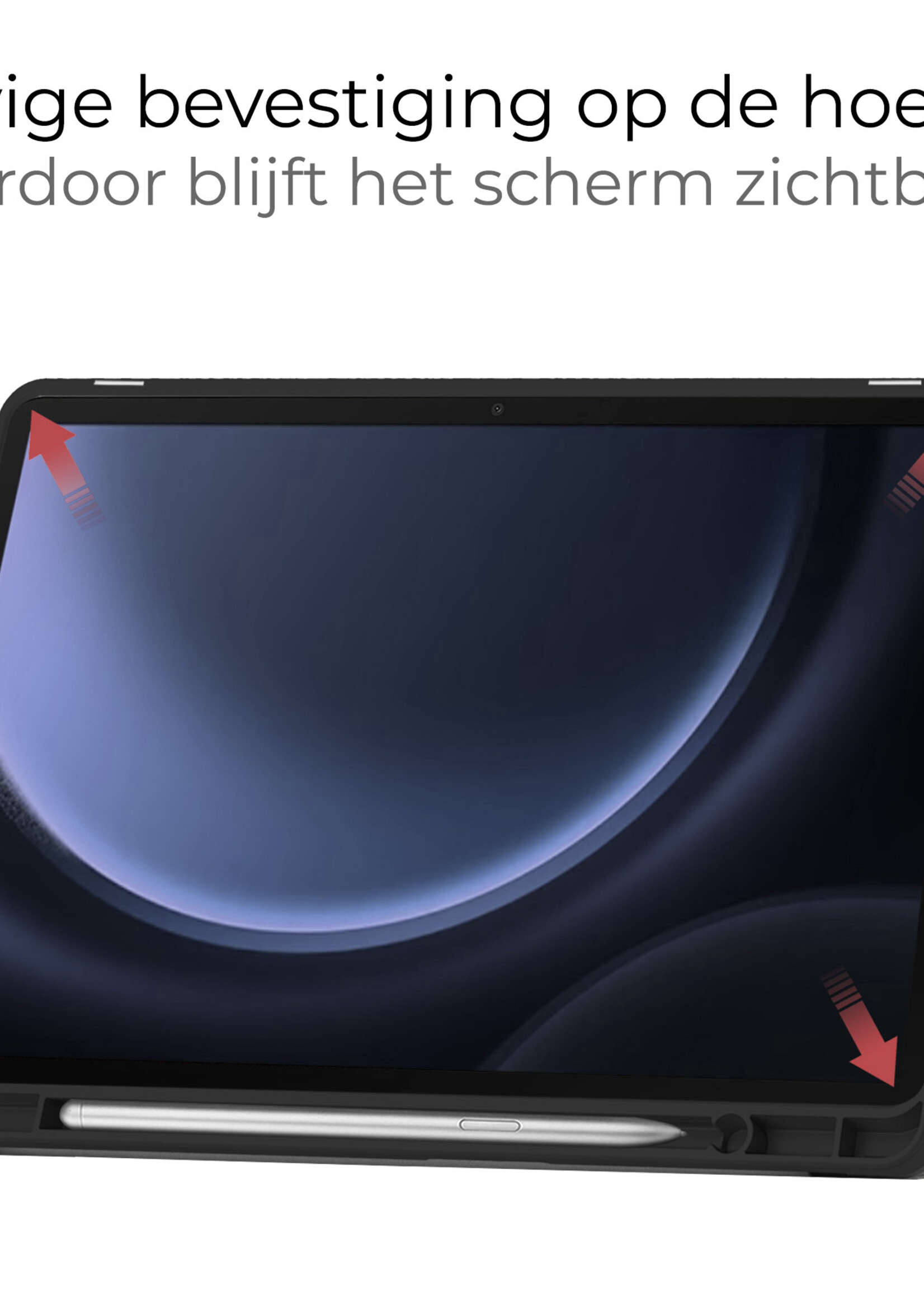 BTH Hoes Geschikt voor Samsung Galaxy Tab S9 FE Hoes Book Case Hoesje Trifold Cover Met Uitsparing Geschikt voor S Pen Met Screenprotector - Hoesje Geschikt voor Samsung Tab S9 FE Hoesje Bookcase - Grijs