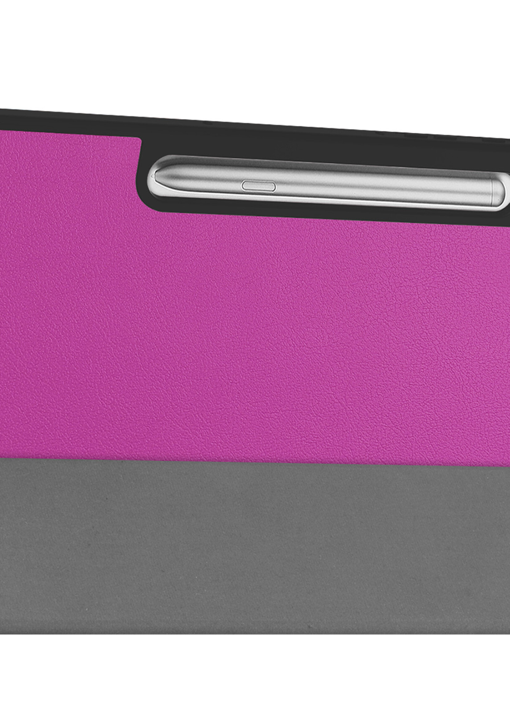 BTH Hoes Geschikt voor Samsung Galaxy Tab S9 FE Hoes Book Case Hoesje Trifold Cover Met Uitsparing Geschikt voor S Pen Met Screenprotector - Hoesje Geschikt voor Samsung Tab S9 FE Hoesje Bookcase - Paars
