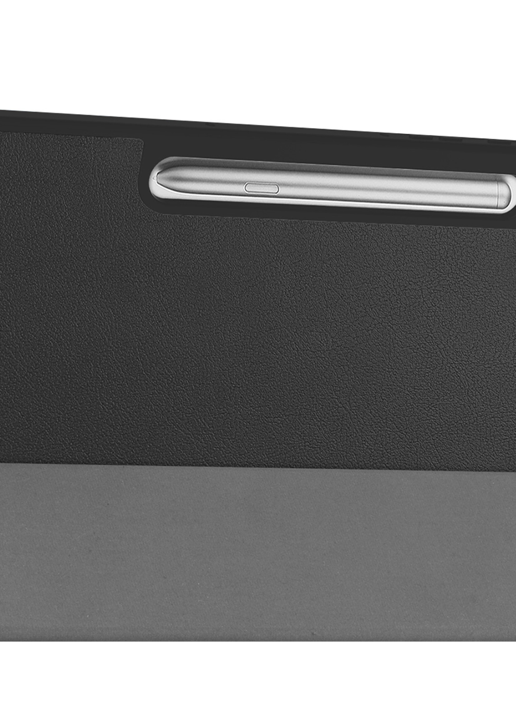 BTH Hoes Geschikt voor Samsung Galaxy Tab S9 FE Hoes Book Case Hoesje Trifold Cover Met Uitsparing Geschikt voor S Pen Met Screenprotector - Hoesje Geschikt voor Samsung Tab S9 FE Hoesje Bookcase - Zwart