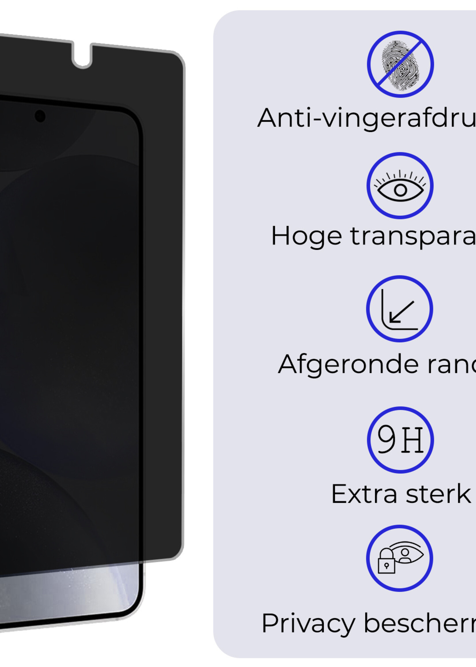 BTH Screenprotector Geschikt voor Samsung S24 Plus Screenprotector Privacy Glas Gehard Full Cover - Screenprotector Geschikt voor Samsung Galaxy S24 Plus Screenprotector Privacy Tempered Glass