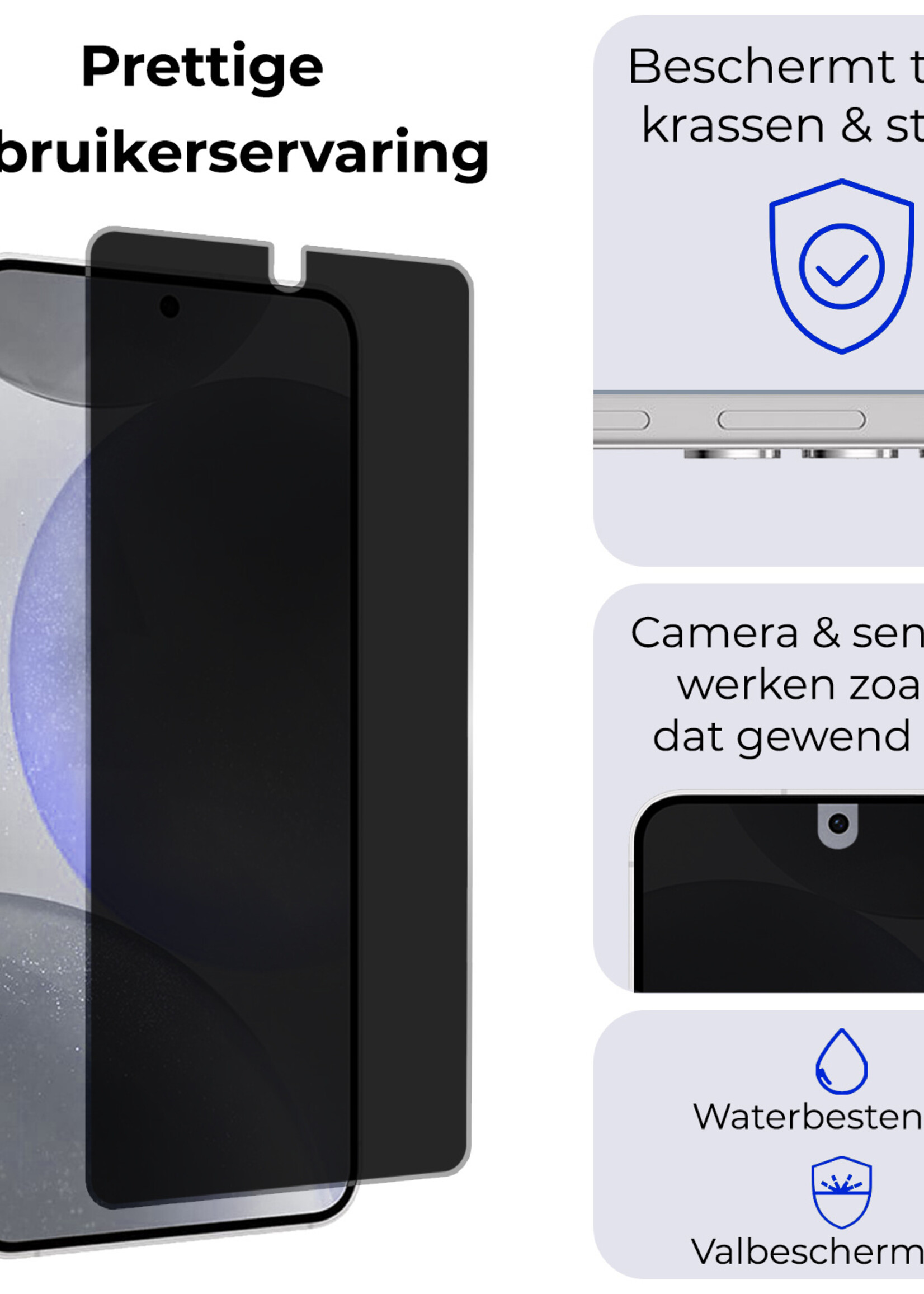 BTH Screenprotector Geschikt voor Samsung S24 Plus Screenprotector Privacy Glas Gehard Full Cover - Screenprotector Geschikt voor Samsung Galaxy S24 Plus Screenprotector Privacy Tempered Glass