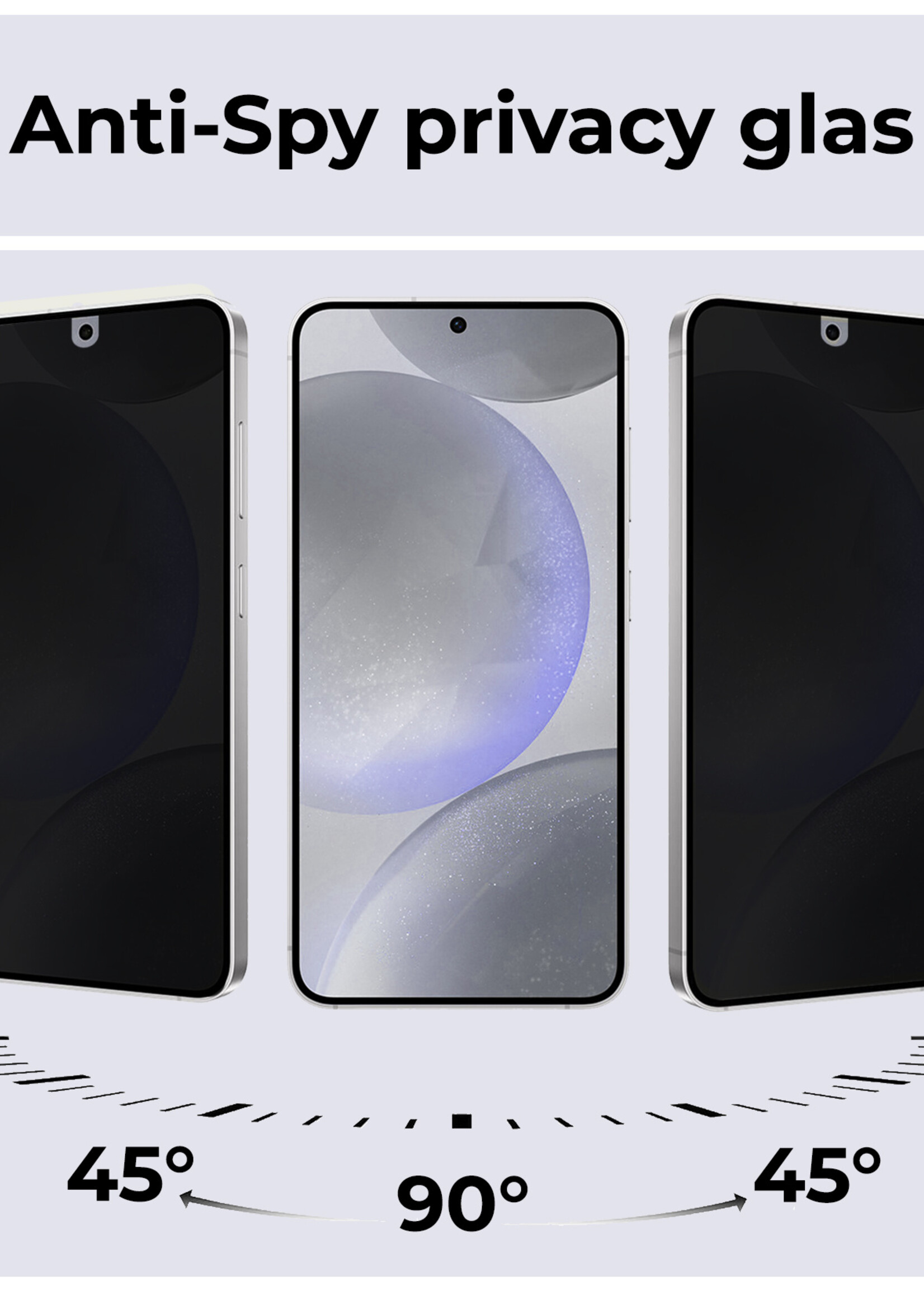 BTH Screenprotector Geschikt voor Samsung S24 Plus Screenprotector Privacy Glas Gehard Full Cover - Screenprotector Geschikt voor Samsung Galaxy S24 Plus Screenprotector Privacy Tempered Glass - 3 PACK
