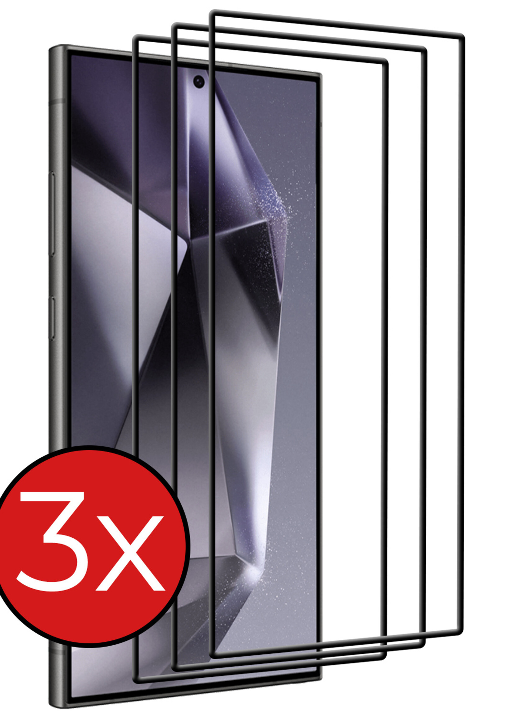 BTH Screenprotector Geschikt voor Samsung S24 Ultra Screenprotector Glas Gehard Tempered Glass Full Cover - Screenprotector Geschikt voor Samsung Galaxy S24 Ultra Screen Protector Screen Cover - 3 PACK