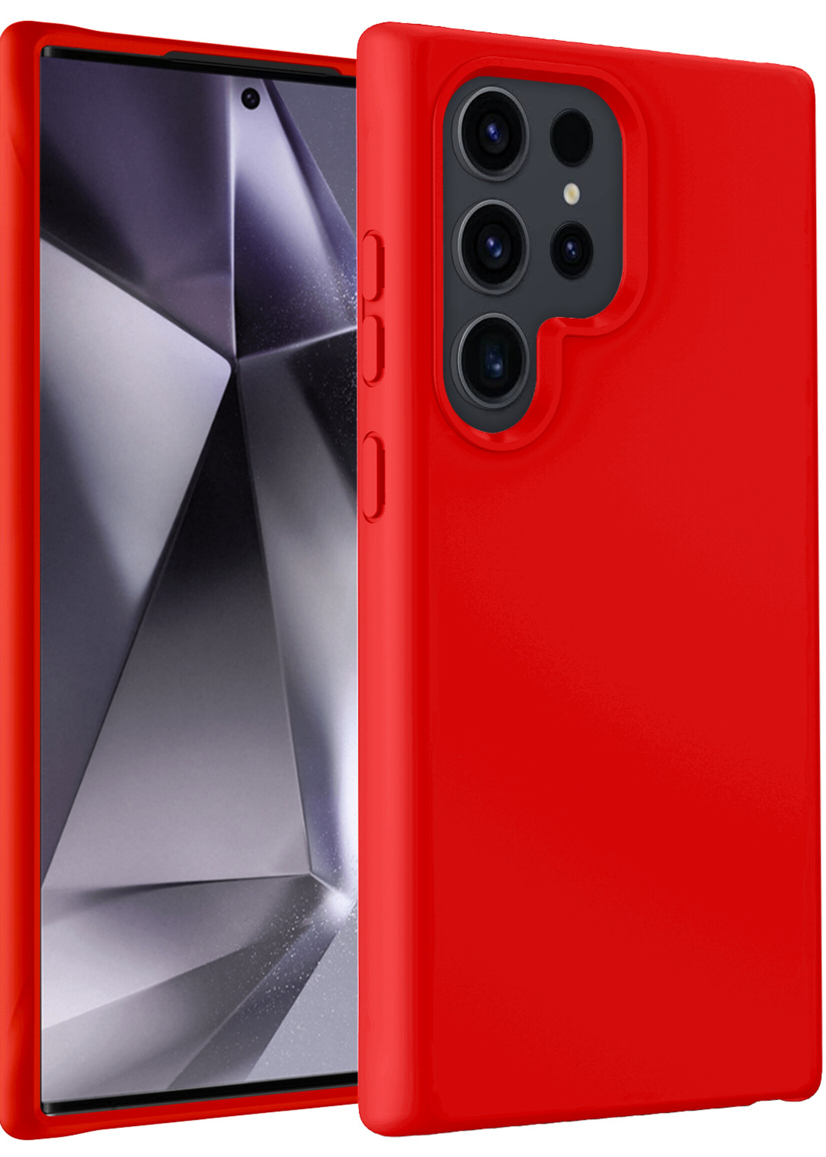 BTH Hoesje Geschikt voor Samsung S24 Ultra Hoesje Siliconen Case Hoes - Hoes Geschikt voor Samsung Galaxy S24 Ultra Hoes Cover Case - Rood