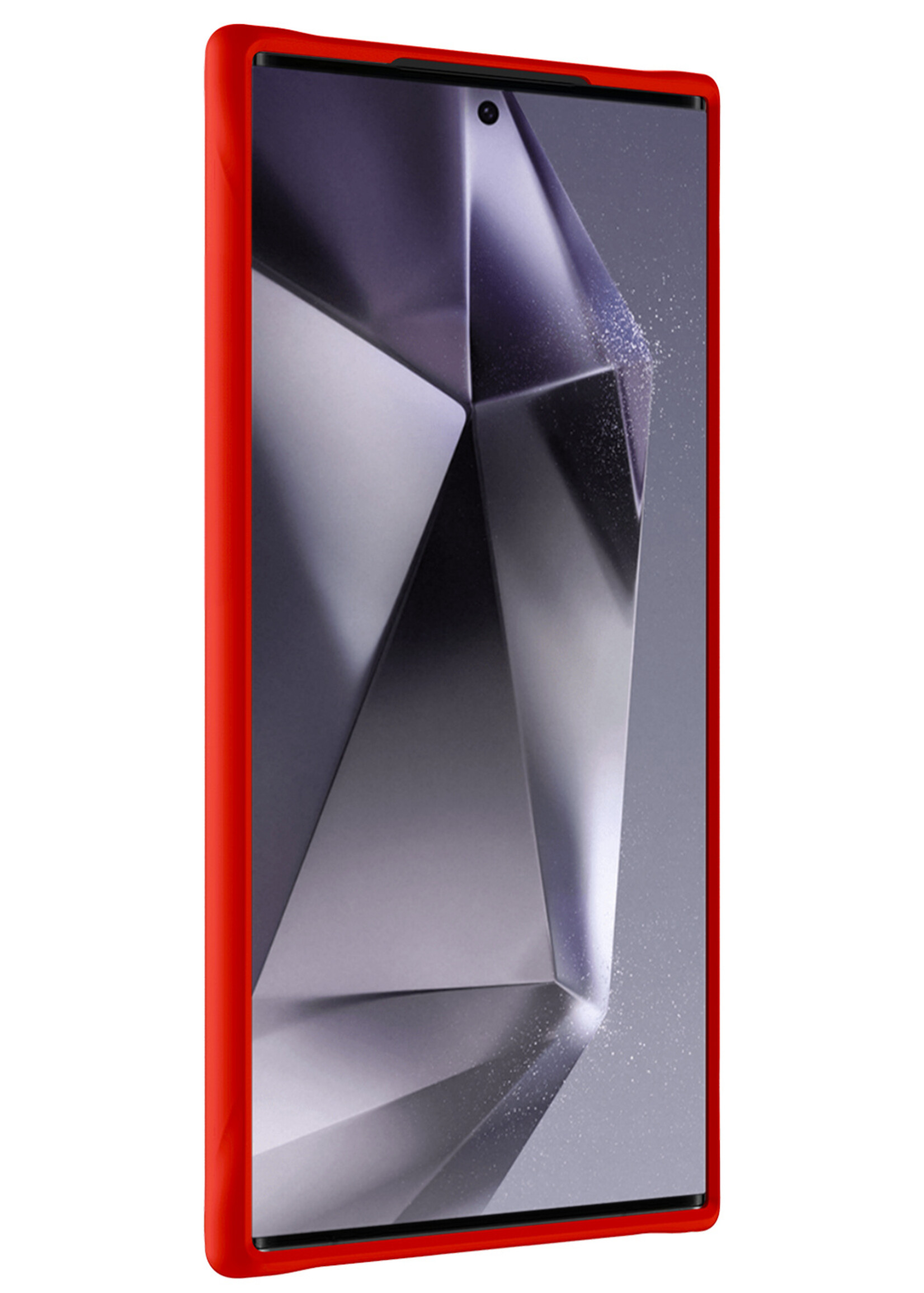 BTH Hoesje Geschikt voor Samsung S24 Ultra Hoesje Siliconen Case Hoes - Hoes Geschikt voor Samsung Galaxy S24 Ultra Hoes Cover Case - Rood
