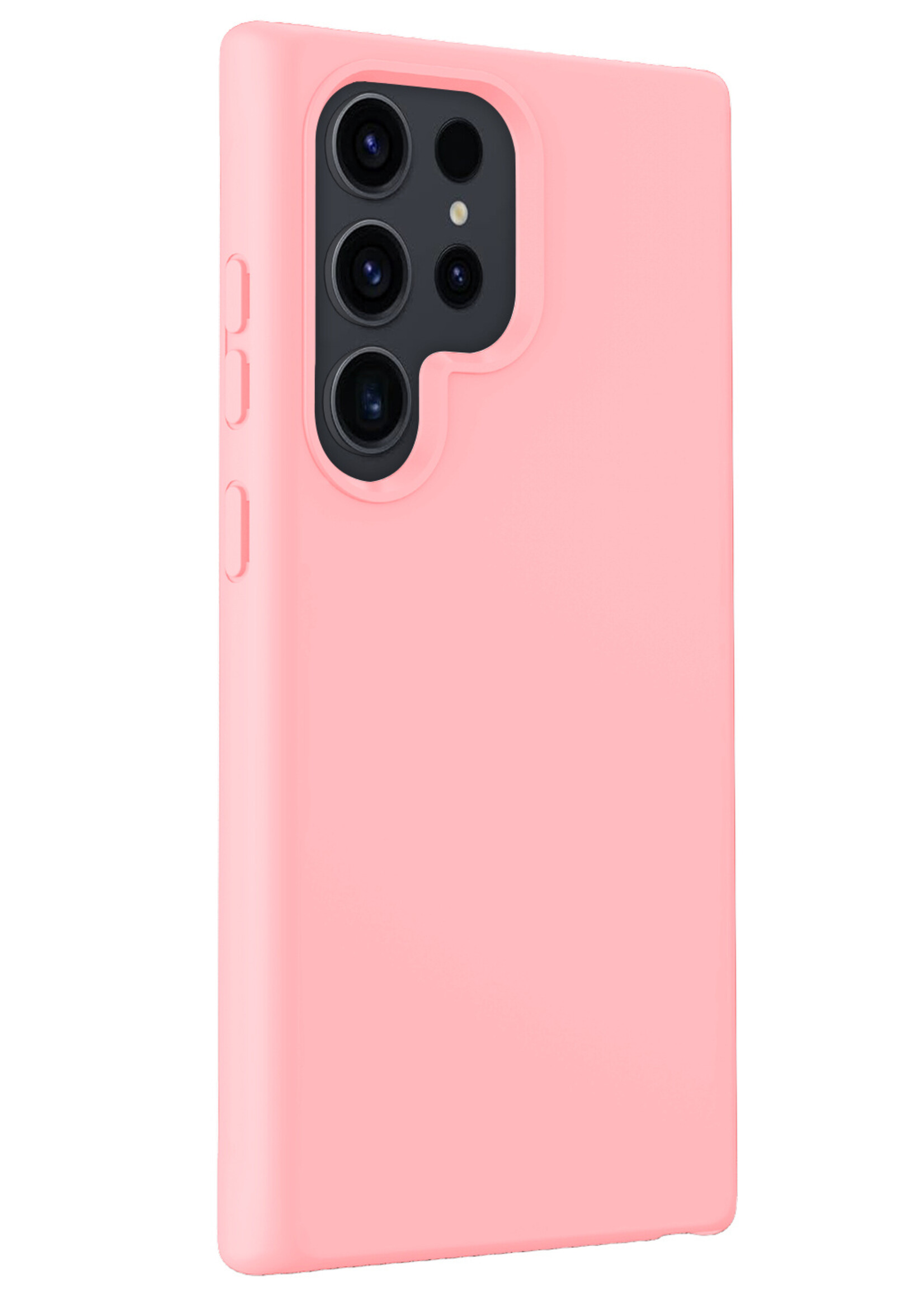 BTH Hoesje Geschikt voor Samsung S24 Ultra Hoesje Siliconen Case Hoes - Hoes Geschikt voor Samsung Galaxy S24 Ultra Hoes Cover Case - Lichtroze