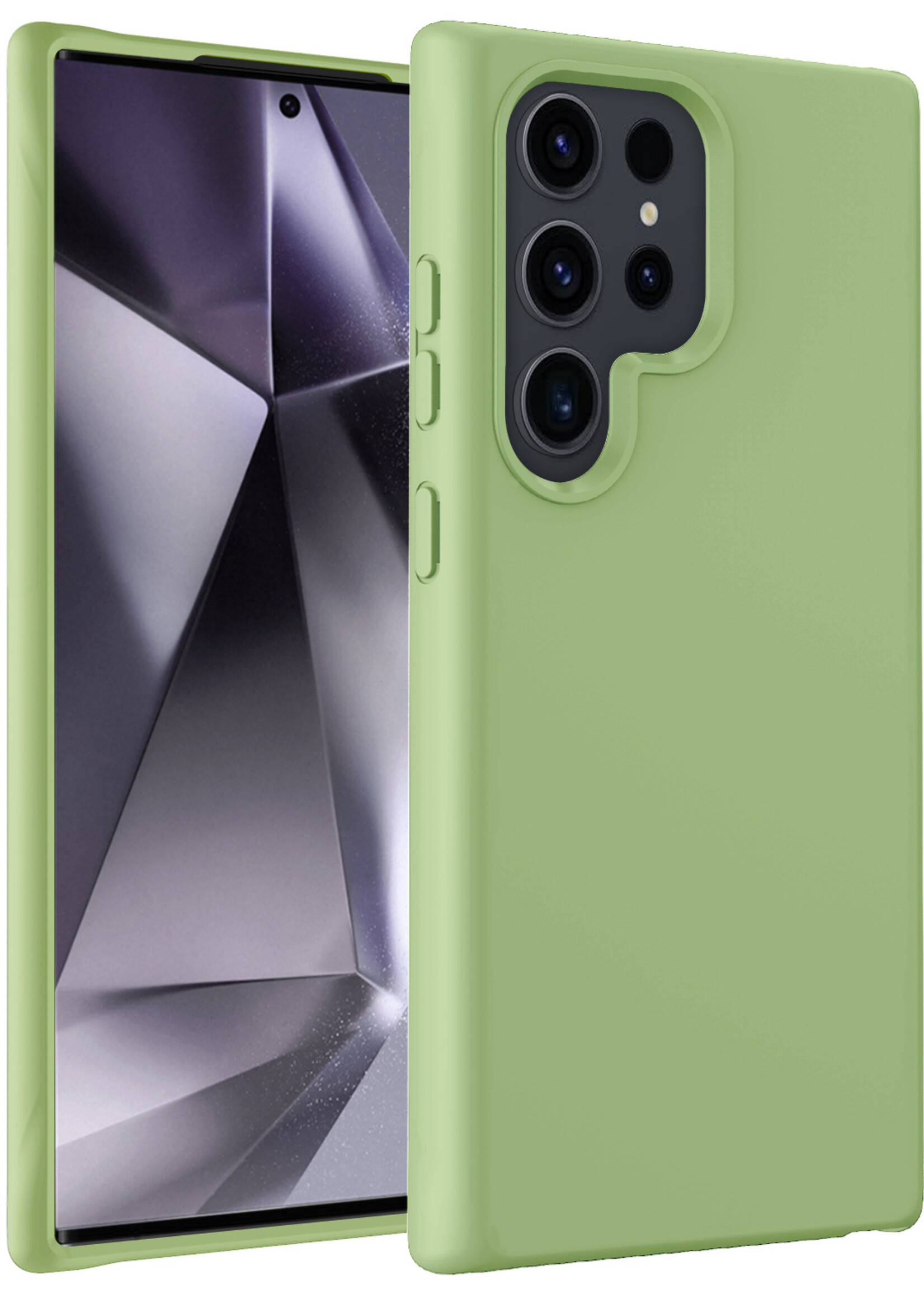 BTH Hoesje Geschikt voor Samsung S24 Ultra Hoesje Siliconen Case Hoes - Hoes Geschikt voor Samsung Galaxy S24 Ultra Hoes Cover Case - Groen