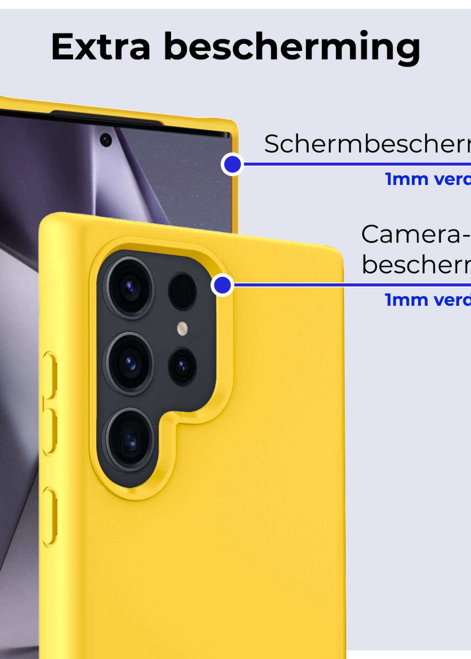 BTH Hoesje Geschikt voor Samsung S24 Ultra Hoesje Siliconen Case Hoes - Hoes Geschikt voor Samsung Galaxy S24 Ultra Hoes Cover Case - Geel