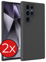BTH BTH Samsung Galaxy S24 Ultra Hoesje Siliconen - Zwart - 2 PACK
