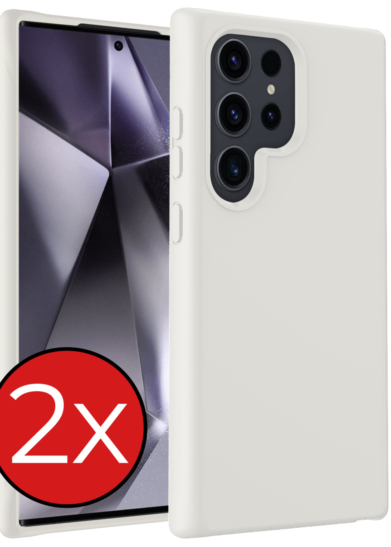 BTH Hoesje Geschikt voor Samsung S24 Ultra Hoesje Siliconen Case Hoes - Hoes Geschikt voor Samsung Galaxy S24 Ultra Hoes Cover Case - Wit - 2 PACK