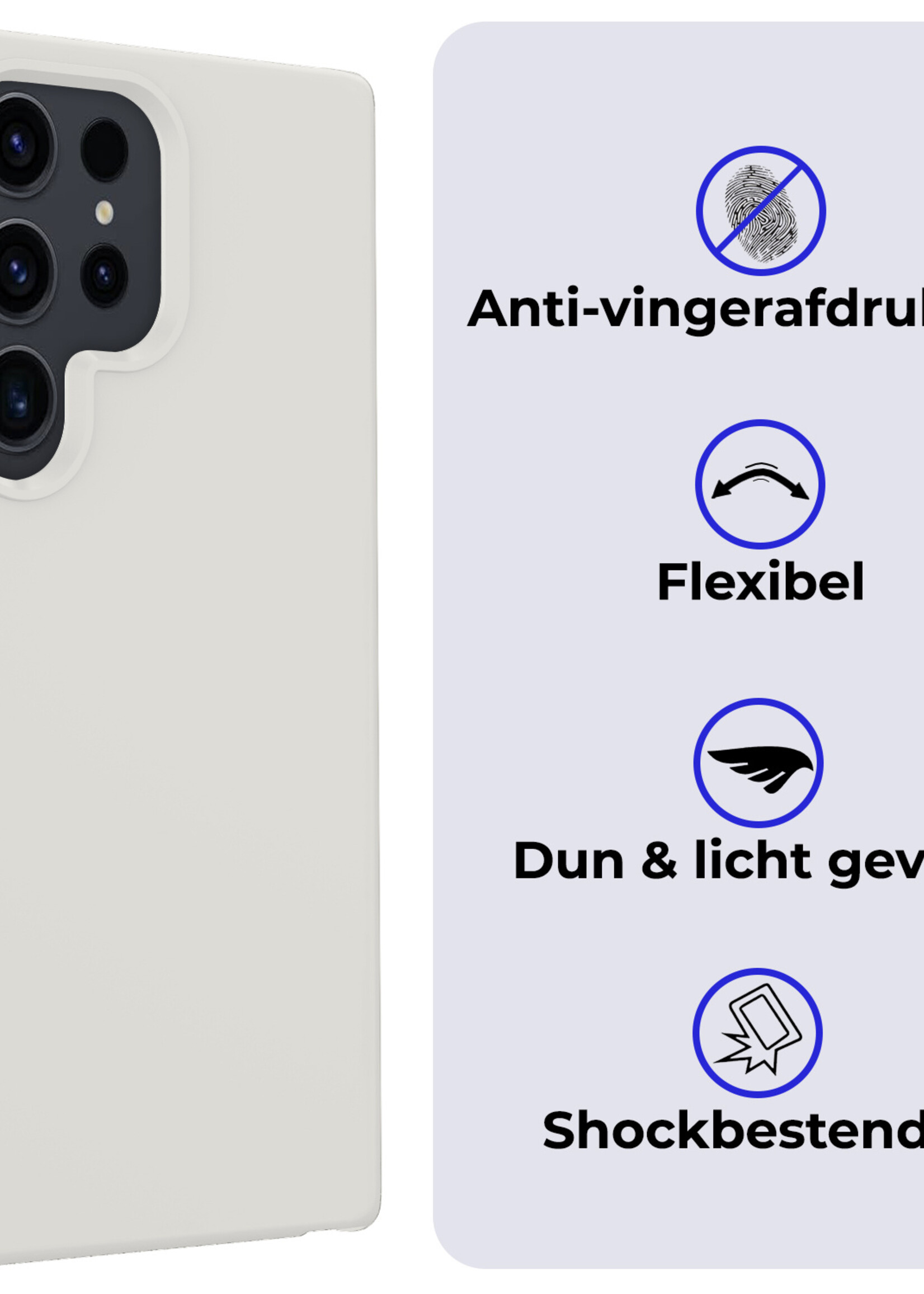 BTH Hoesje Geschikt voor Samsung S24 Ultra Hoesje Siliconen Case Hoes - Hoes Geschikt voor Samsung Galaxy S24 Ultra Hoes Cover Case - Wit - 2 PACK