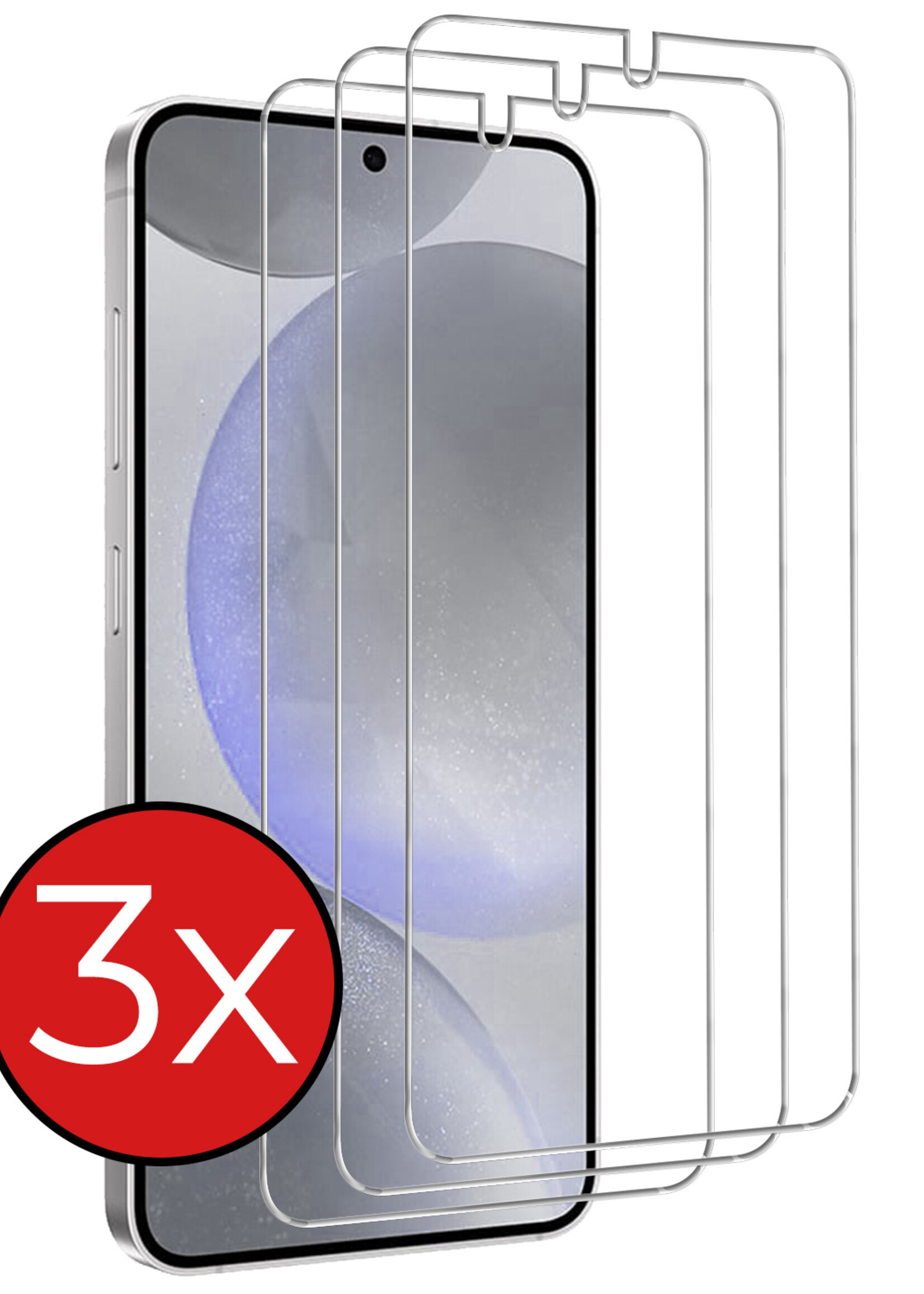 BTH Screenprotector Geschikt voor Samsung S24 Plus Screenprotector Glas Gehard Tempered Glass - Screenprotector Geschikt voor Samsung Galaxy S24 Plus Screen Protector Screen Cover - 3 PACK