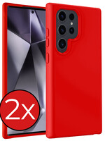 BTH BTH Samsung Galaxy S24 Ultra Hoesje Siliconen - Rood - 2 PACK