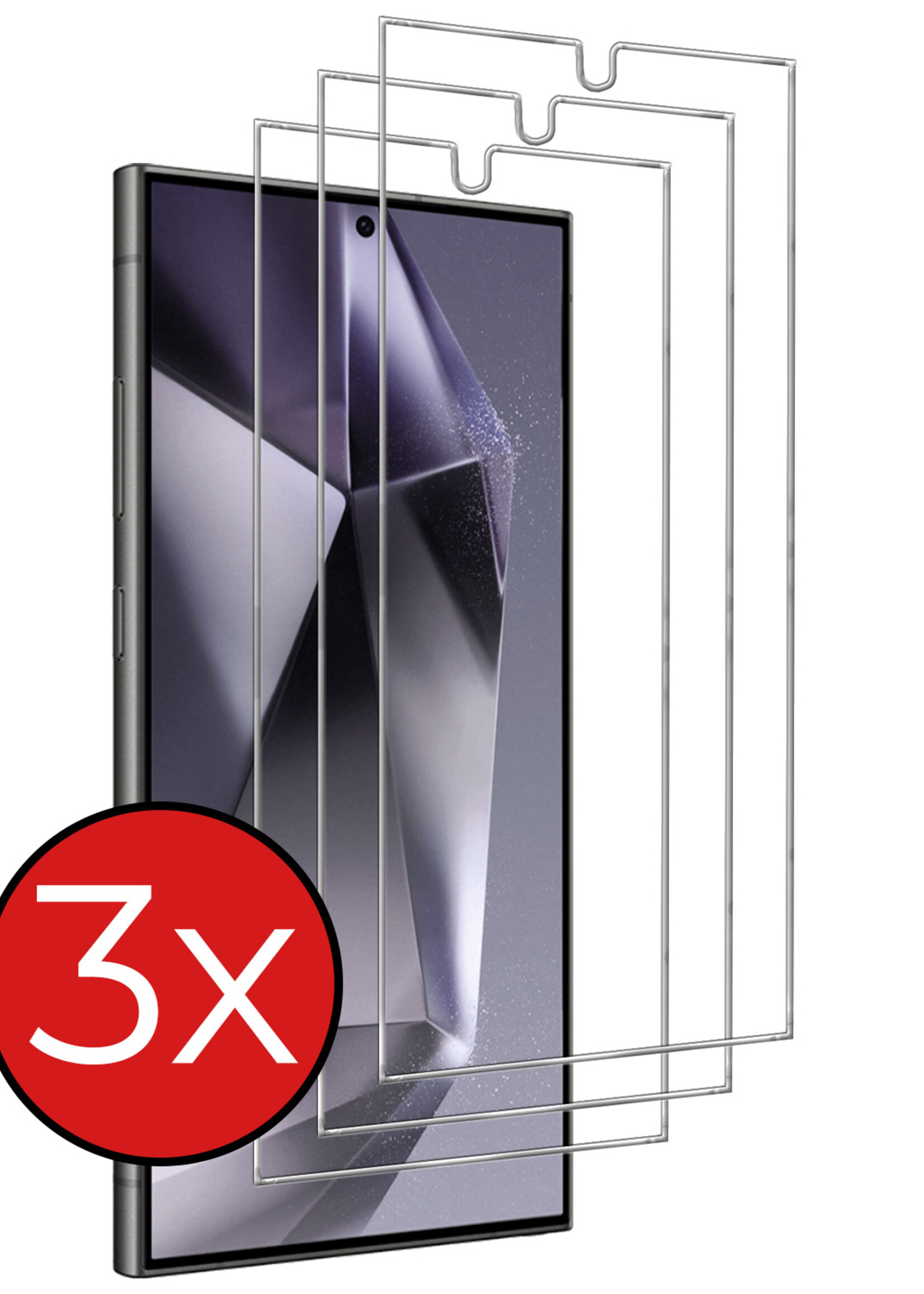 BTH Screenprotector Geschikt voor Samsung S24 Ultra Screenprotector Glas Gehard Tempered Glass - Screenprotector Geschikt voor Samsung Galaxy S24 Ultra Screen Protector Screen Cover - 3 PACK