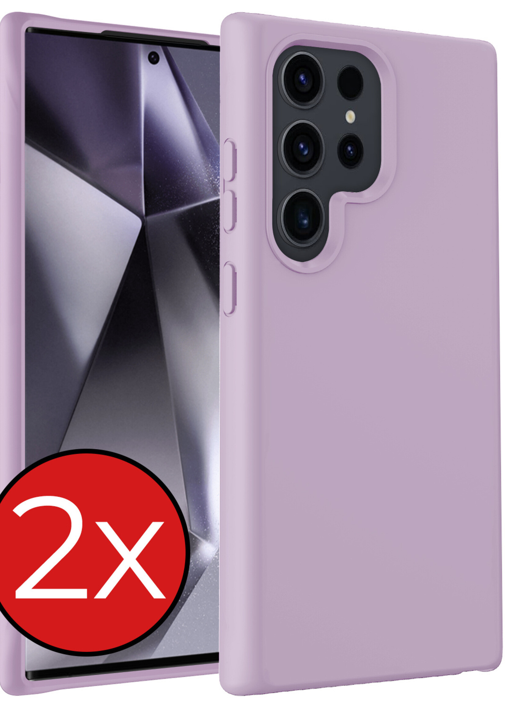 BTH Hoesje Geschikt voor Samsung S24 Ultra Hoesje Siliconen Case Hoes - Hoes Geschikt voor Samsung Galaxy S24 Ultra Hoes Cover Case - Lila - 2 PACK