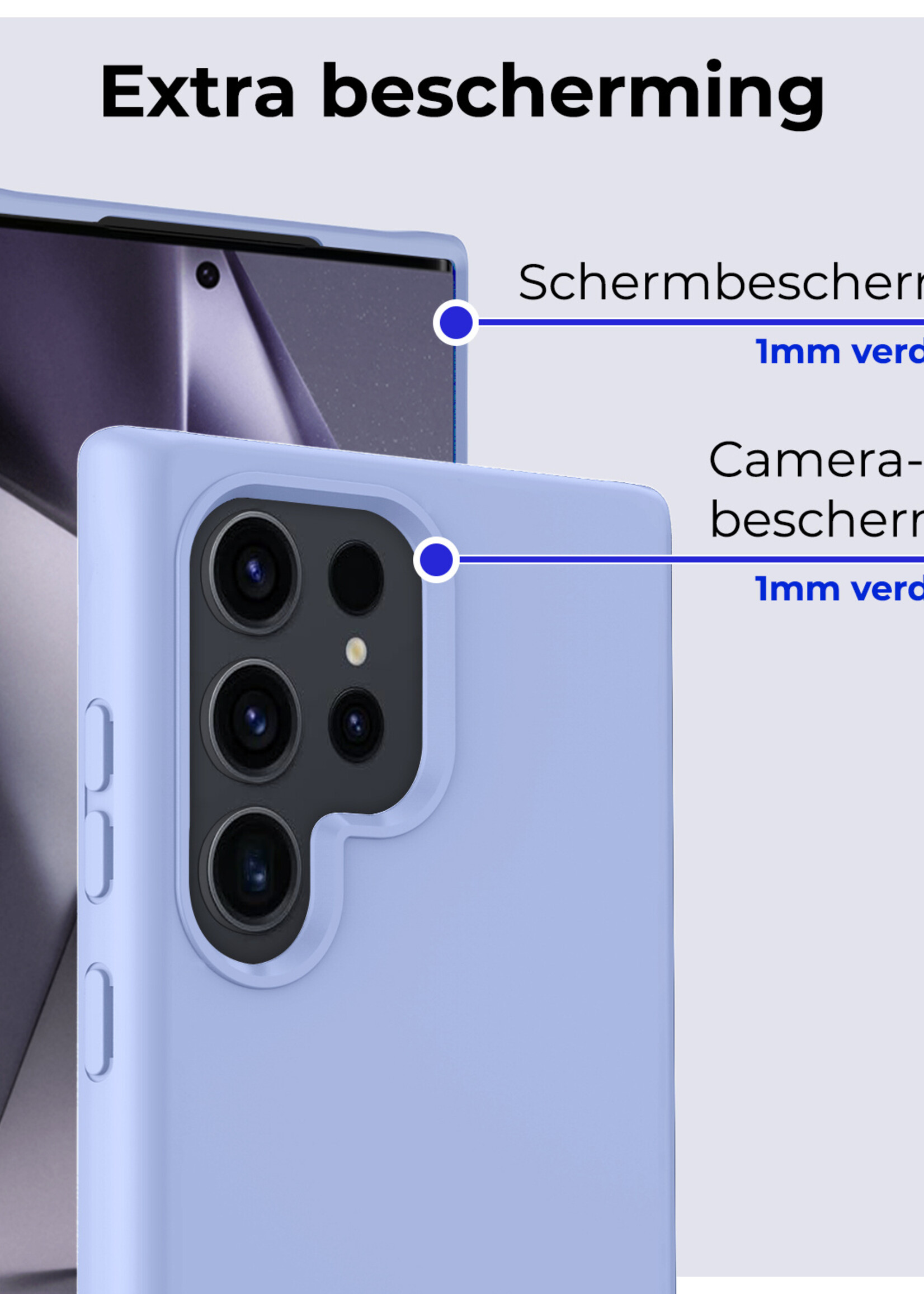 BTH Hoesje Geschikt voor Samsung S24 Ultra Hoesje Siliconen Case Hoes - Hoes Geschikt voor Samsung Galaxy S24 Ultra Hoes Cover Case - Lichtblauw - 2 PACK