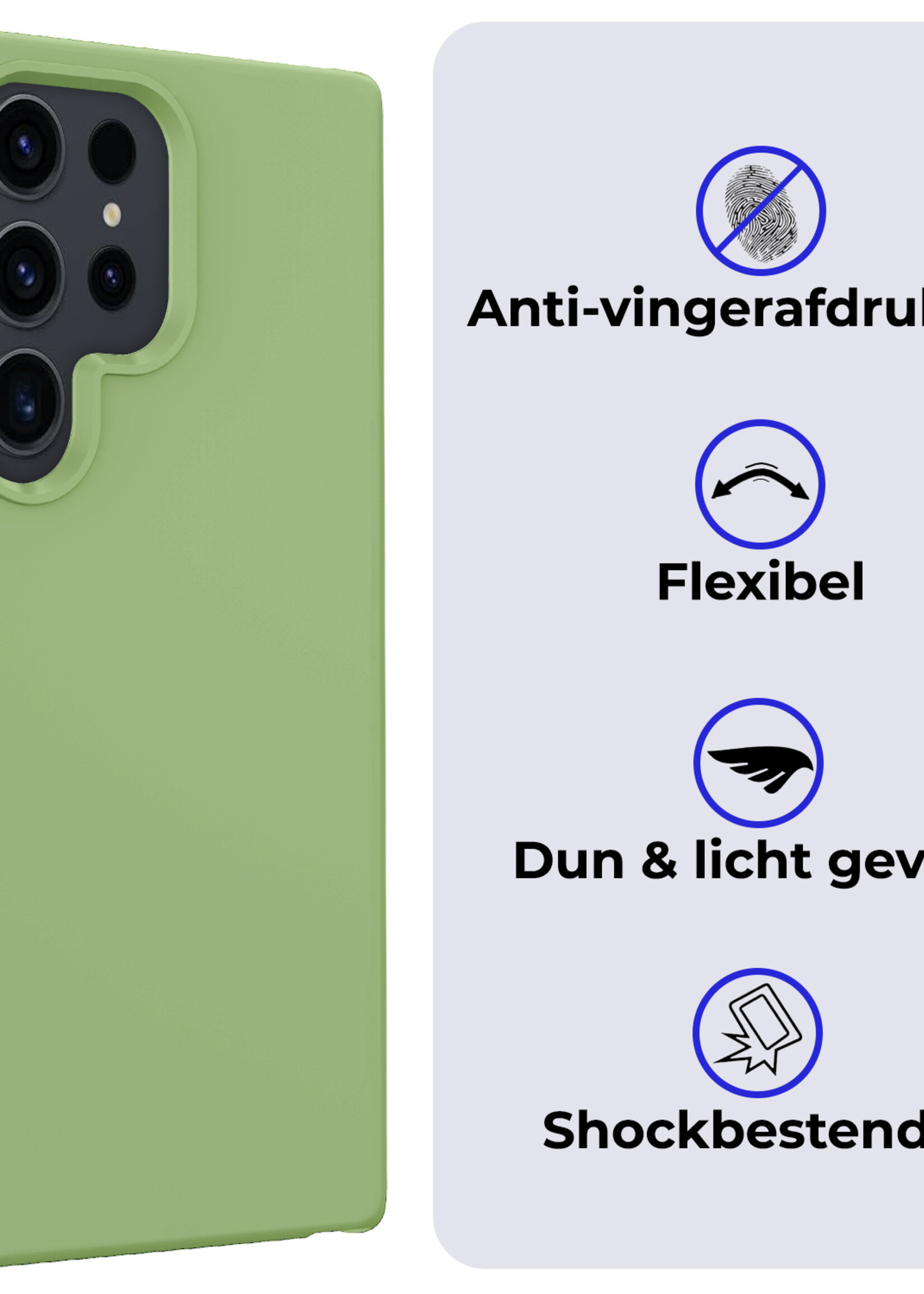 BTH Hoesje Geschikt voor Samsung S24 Ultra Hoesje Siliconen Case Hoes - Hoes Geschikt voor Samsung Galaxy S24 Ultra Hoes Cover Case - Groen - 2 PACK