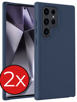 BTH BTH Samsung Galaxy S24 Ultra Hoesje Siliconen - Donkerblauw - 2 PACK