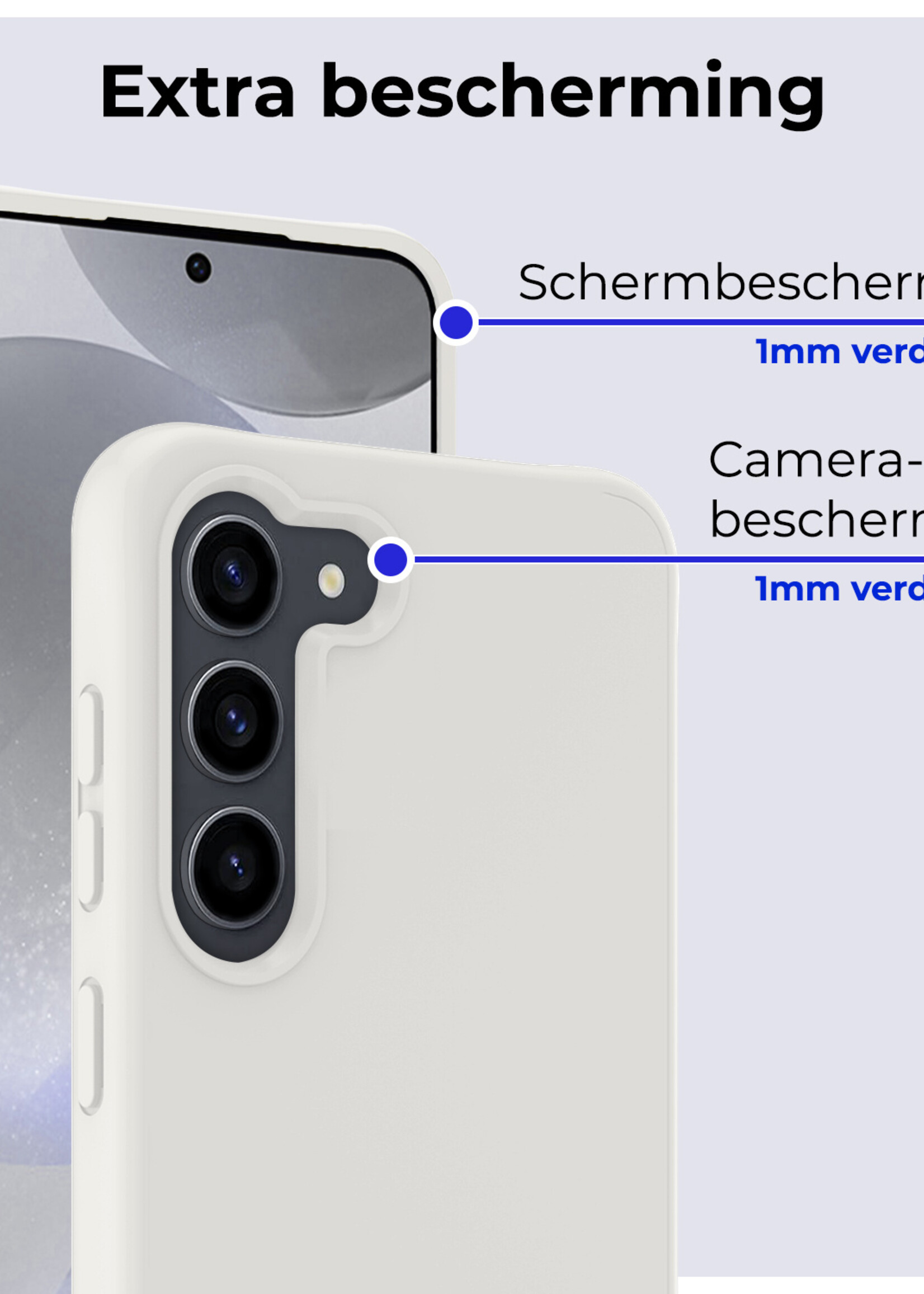 BTH Hoesje Geschikt voor Samsung S24 Plus Hoesje Siliconen Case Hoes - Hoes Geschikt voor Samsung Galaxy S24 Plus Hoes Cover Case - Wit