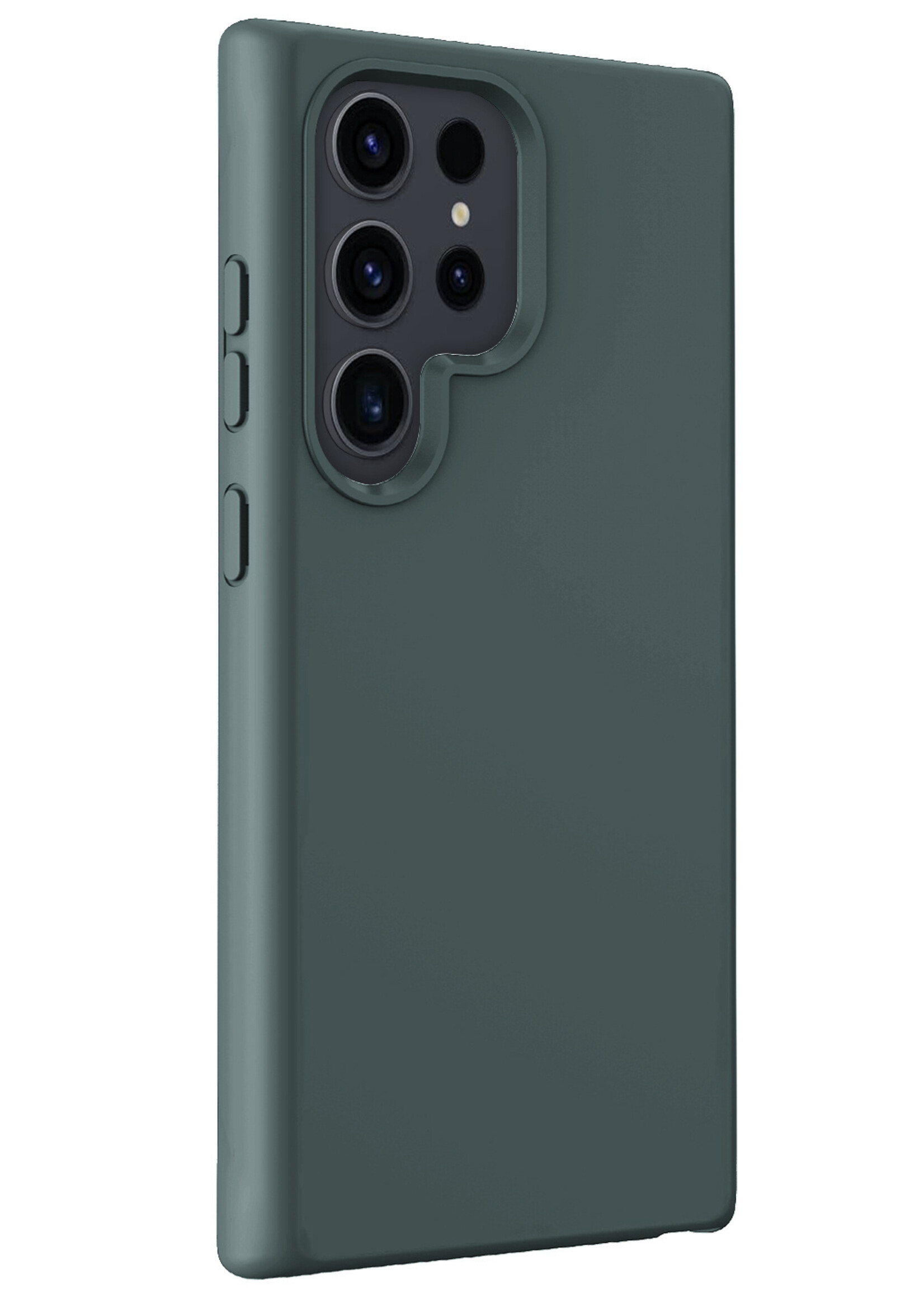 BTH Hoesje Geschikt voor Samsung S24 Ultra Hoesje Siliconen Case Hoes Met Screenprotector - Hoes Geschikt voor Samsung Galaxy S24 Ultra Hoes Cover Case - Donkergroen