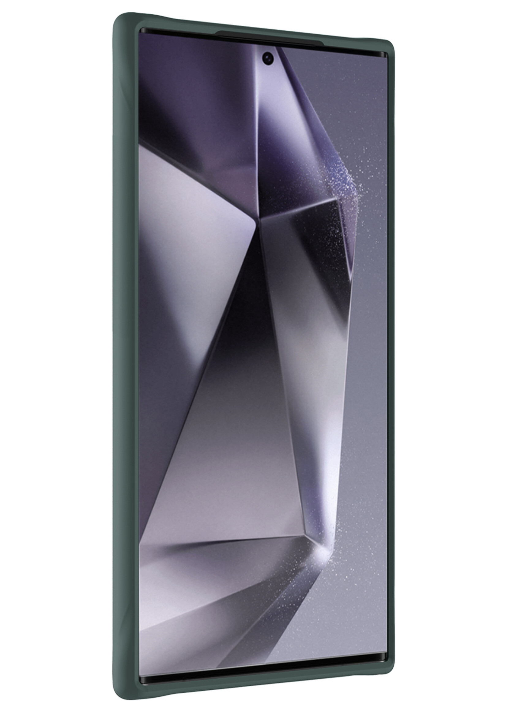 BTH Hoesje Geschikt voor Samsung S24 Ultra Hoesje Siliconen Case Hoes Met Screenprotector - Hoes Geschikt voor Samsung Galaxy S24 Ultra Hoes Cover Case - Donkergroen