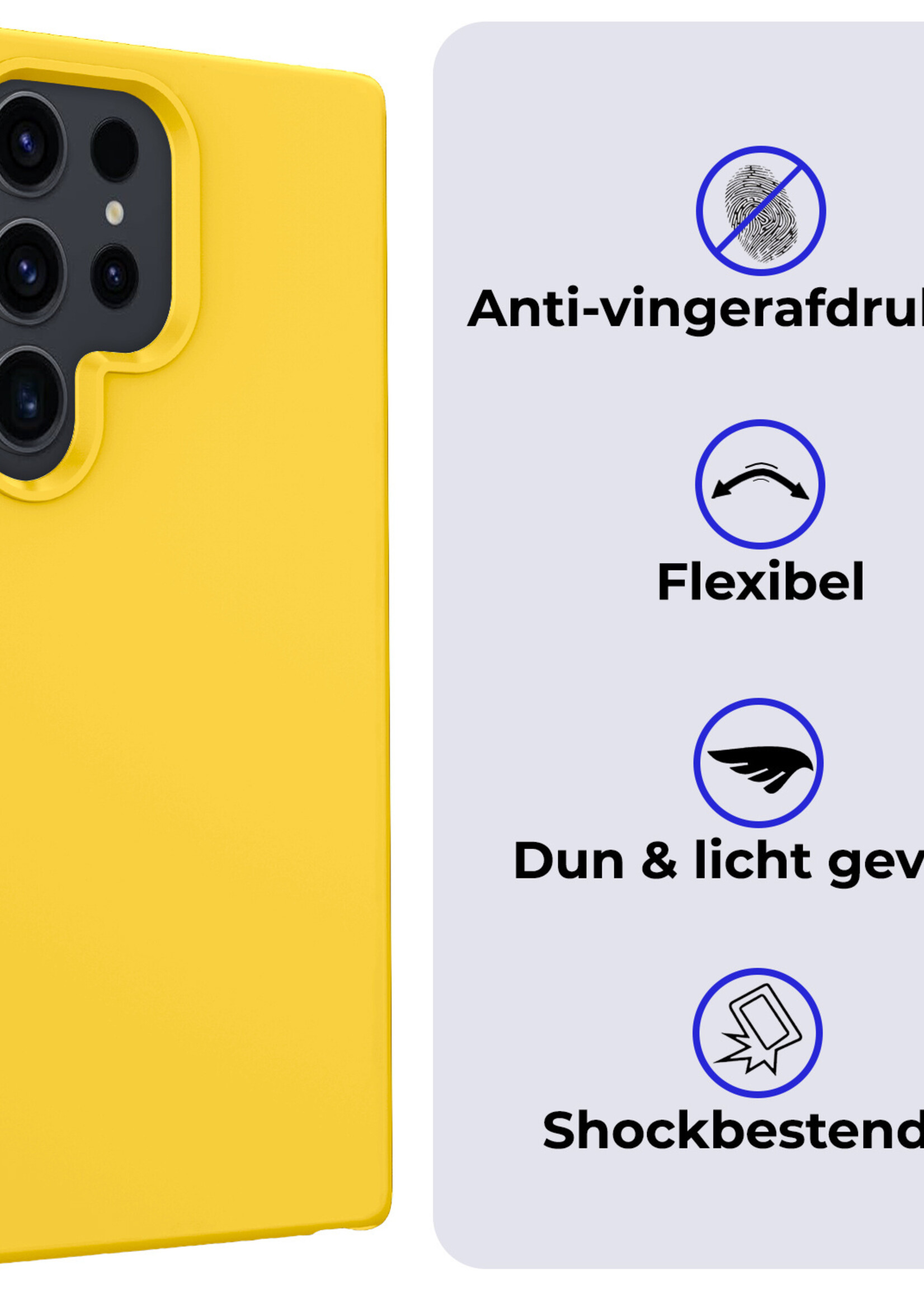 BTH Hoesje Geschikt voor Samsung S24 Ultra Hoesje Siliconen Case Hoes Met Screenprotector - Hoes Geschikt voor Samsung Galaxy S24 Ultra Hoes Cover Case - Geel
