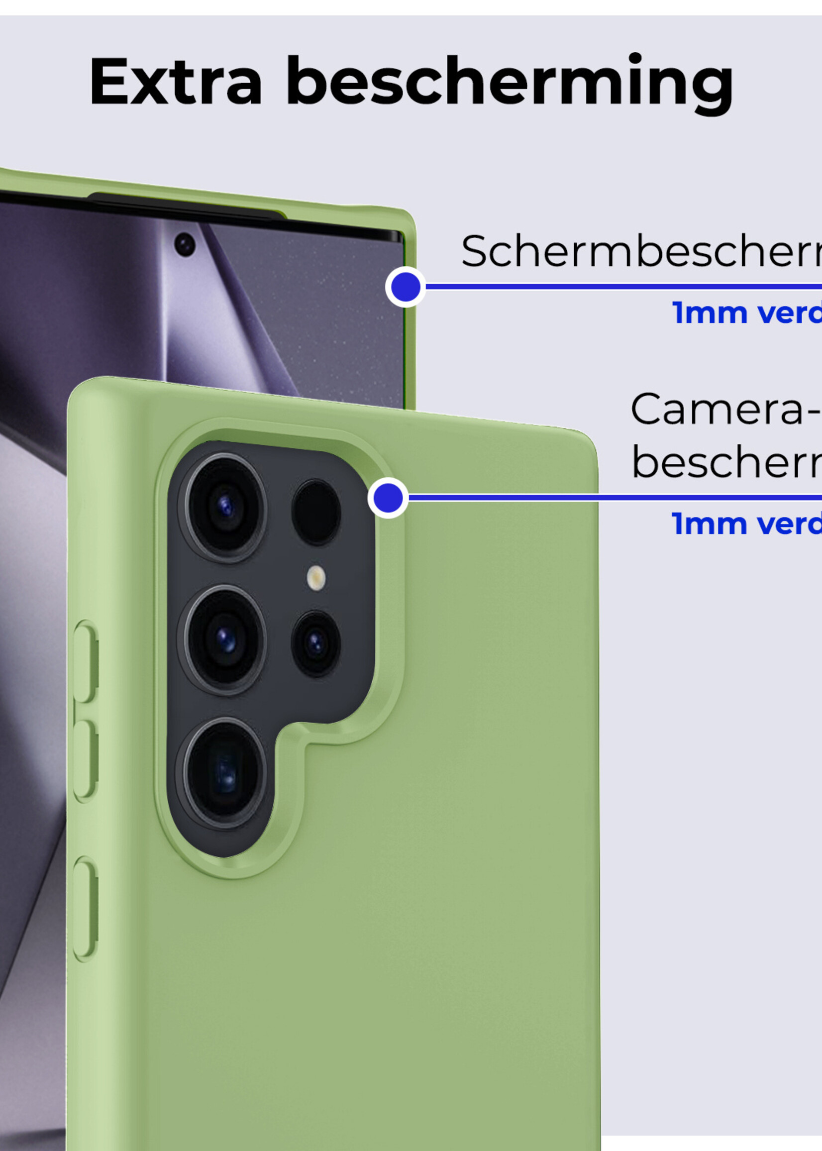 BTH Hoesje Geschikt voor Samsung S24 Ultra Hoesje Siliconen Case Hoes Met Screenprotector - Hoes Geschikt voor Samsung Galaxy S24 Ultra Hoes Cover Case - Groen