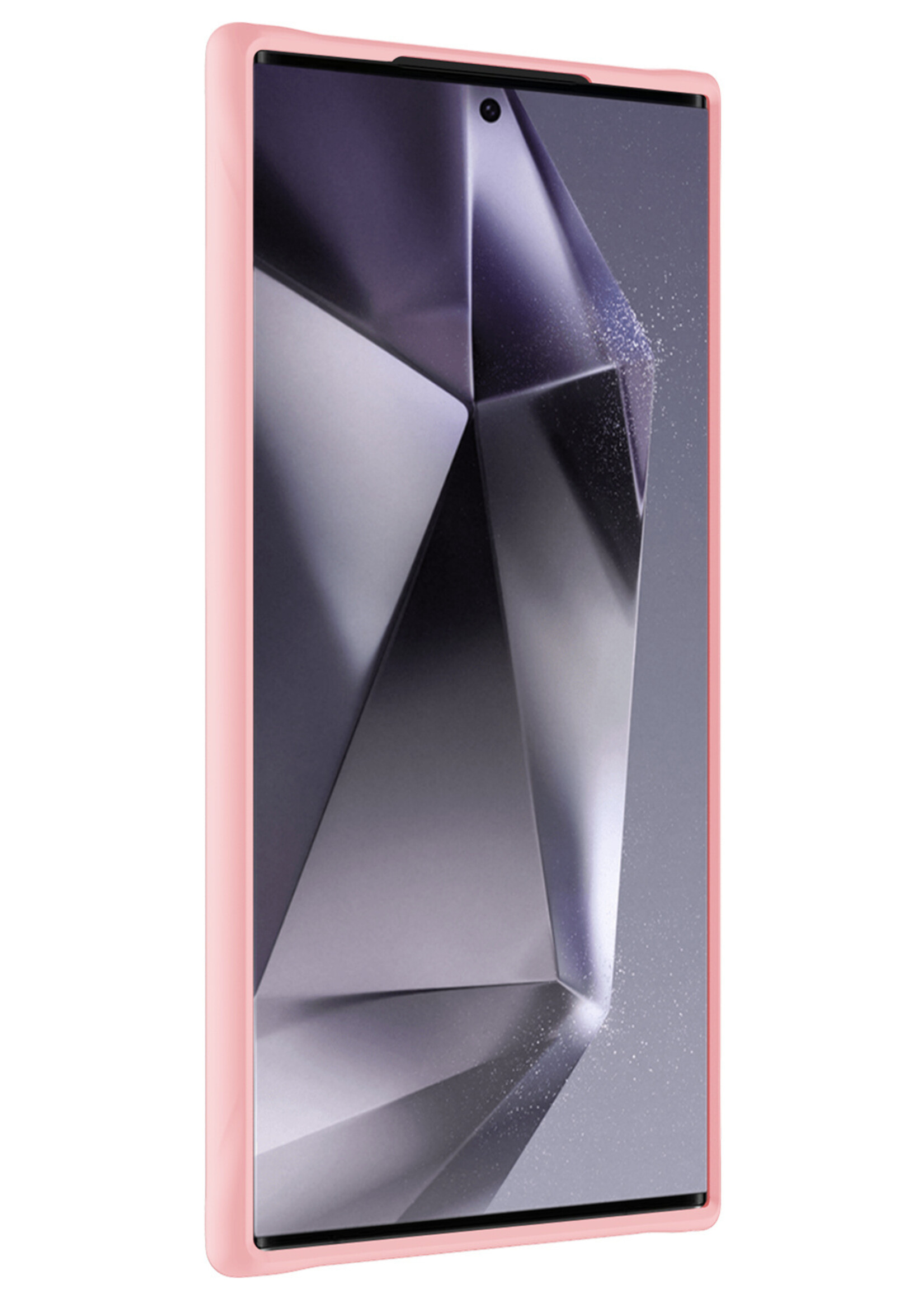 BTH Hoesje Geschikt voor Samsung S24 Ultra Hoesje Siliconen Case Hoes Met Screenprotector - Hoes Geschikt voor Samsung Galaxy S24 Ultra Hoes Cover Case - Lichtroze