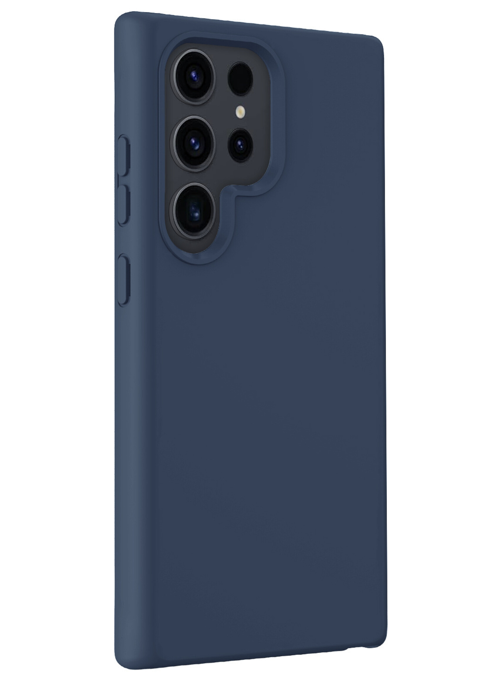 BTH Hoesje Geschikt voor Samsung S24 Ultra Hoesje Siliconen Case Hoes Met 2x Screenprotector - Hoes Geschikt voor Samsung Galaxy S24 Ultra Hoes Cover Case - Donkerblauw