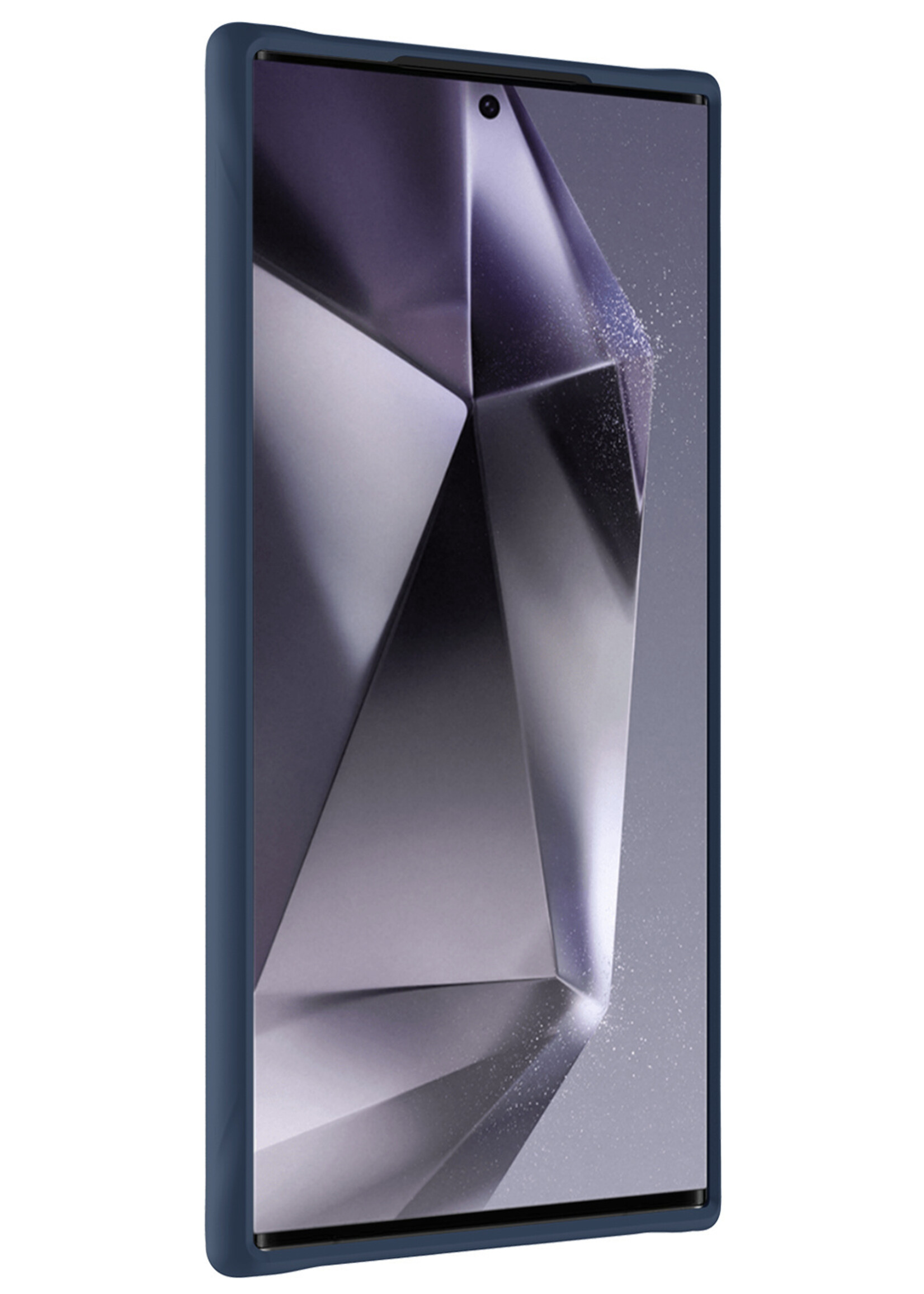 BTH Hoesje Geschikt voor Samsung S24 Ultra Hoesje Siliconen Case Hoes Met 2x Screenprotector - Hoes Geschikt voor Samsung Galaxy S24 Ultra Hoes Cover Case - Donkerblauw