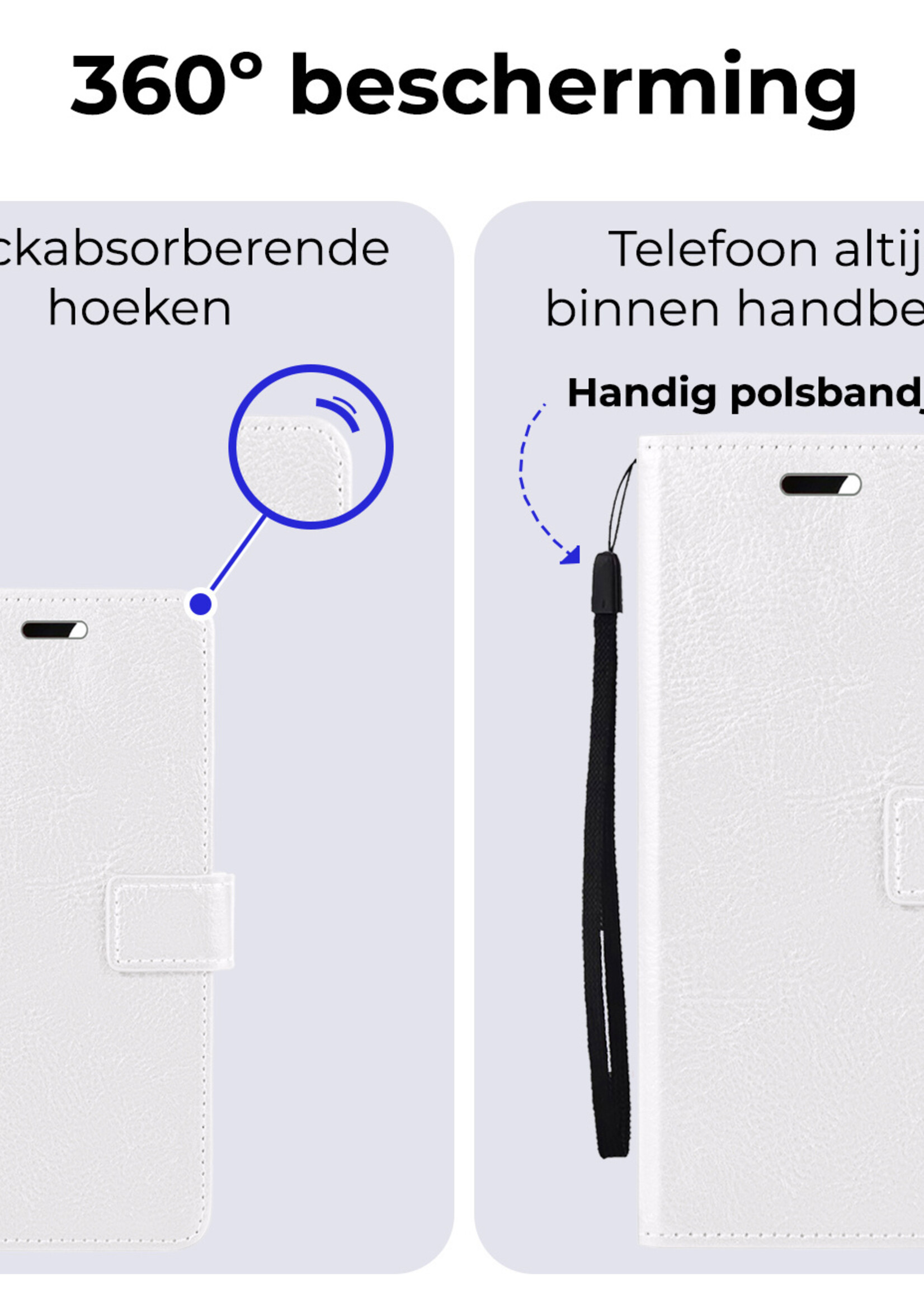 BTH Hoesje Geschikt voor Samsung S24 Plus Hoesje Book Case Hoes Portemonnee Cover Walletcase Met Screenprotector - Hoes Geschikt voor Samsung Galaxy S24 Plus Hoes Bookcase Hoesje - Wit