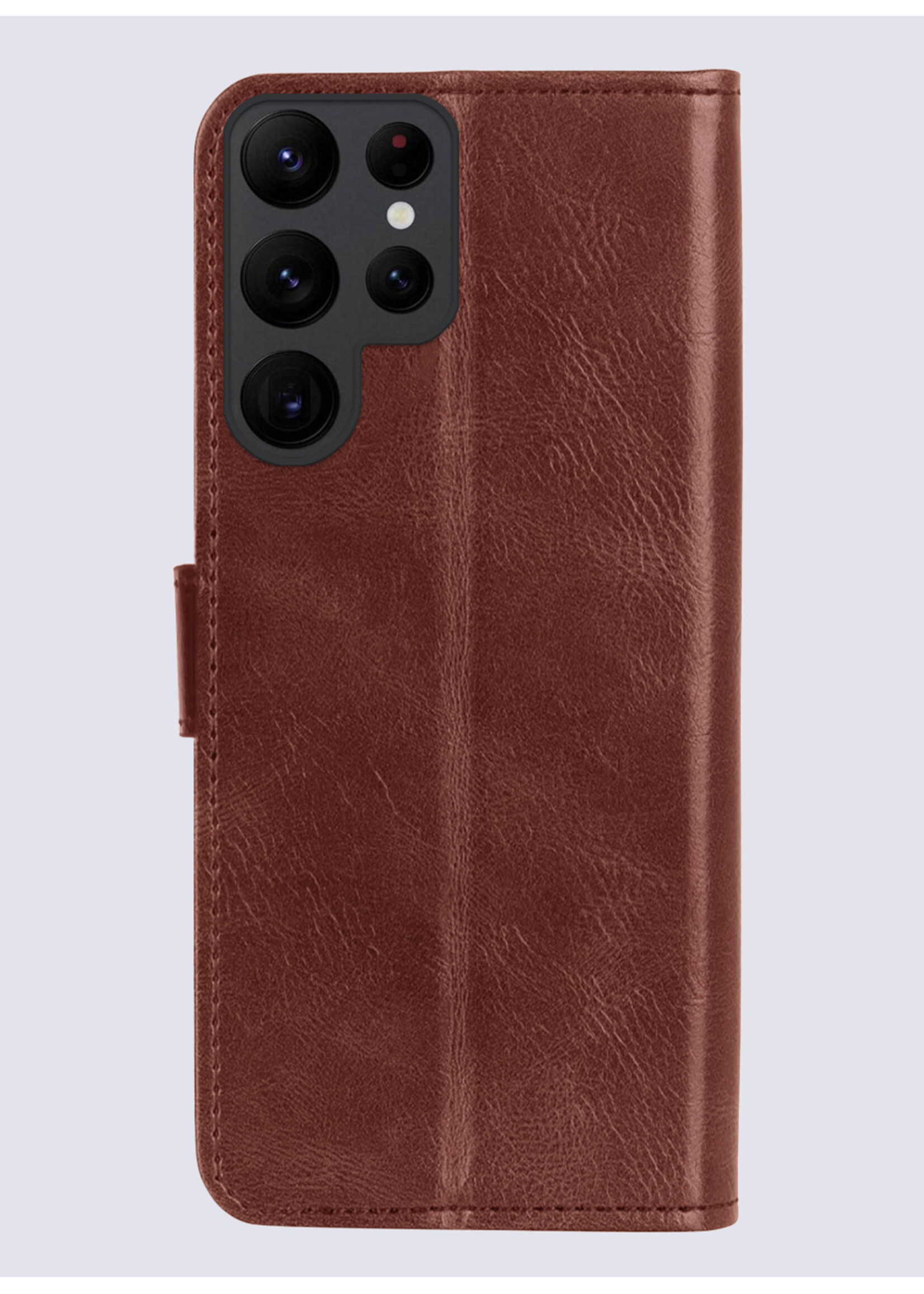BTH Hoesje Geschikt voor Samsung S24 Ultra Hoesje Book Case Hoes Portemonnee Cover Walletcase Met Screenprotector - Hoes Geschikt voor Samsung Galaxy S24 Ultra Hoes Bookcase Hoesje - Bruin