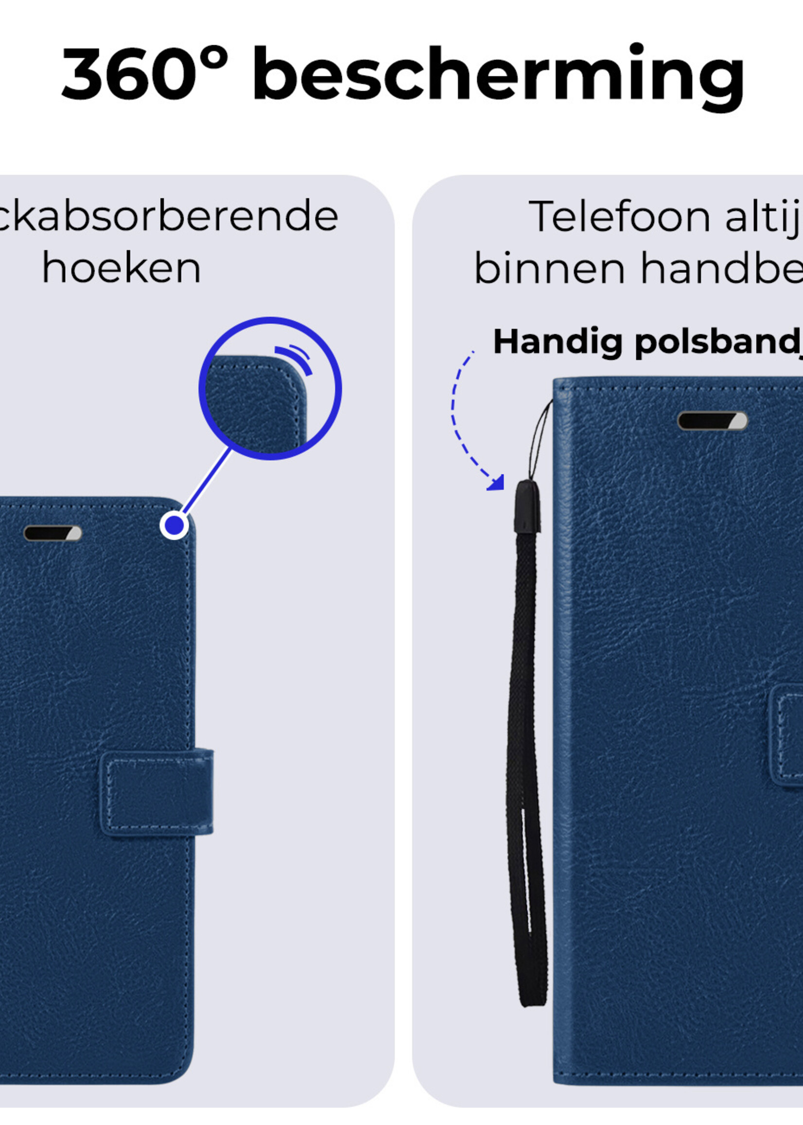 BTH Hoesje Geschikt voor Samsung S24 Ultra Hoesje Book Case Hoes Portemonnee Cover Walletcase Met Screenprotector - Hoes Geschikt voor Samsung Galaxy S24 Ultra Hoes Bookcase Hoesje - Donkerblauw