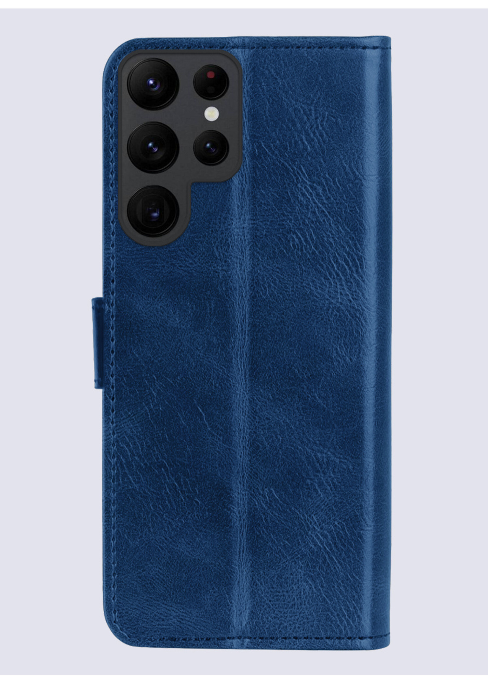 BTH Hoesje Geschikt voor Samsung S24 Ultra Hoesje Book Case Hoes Portemonnee Cover Walletcase Met Screenprotector - Hoes Geschikt voor Samsung Galaxy S24 Ultra Hoes Bookcase Hoesje - Donkerblauw
