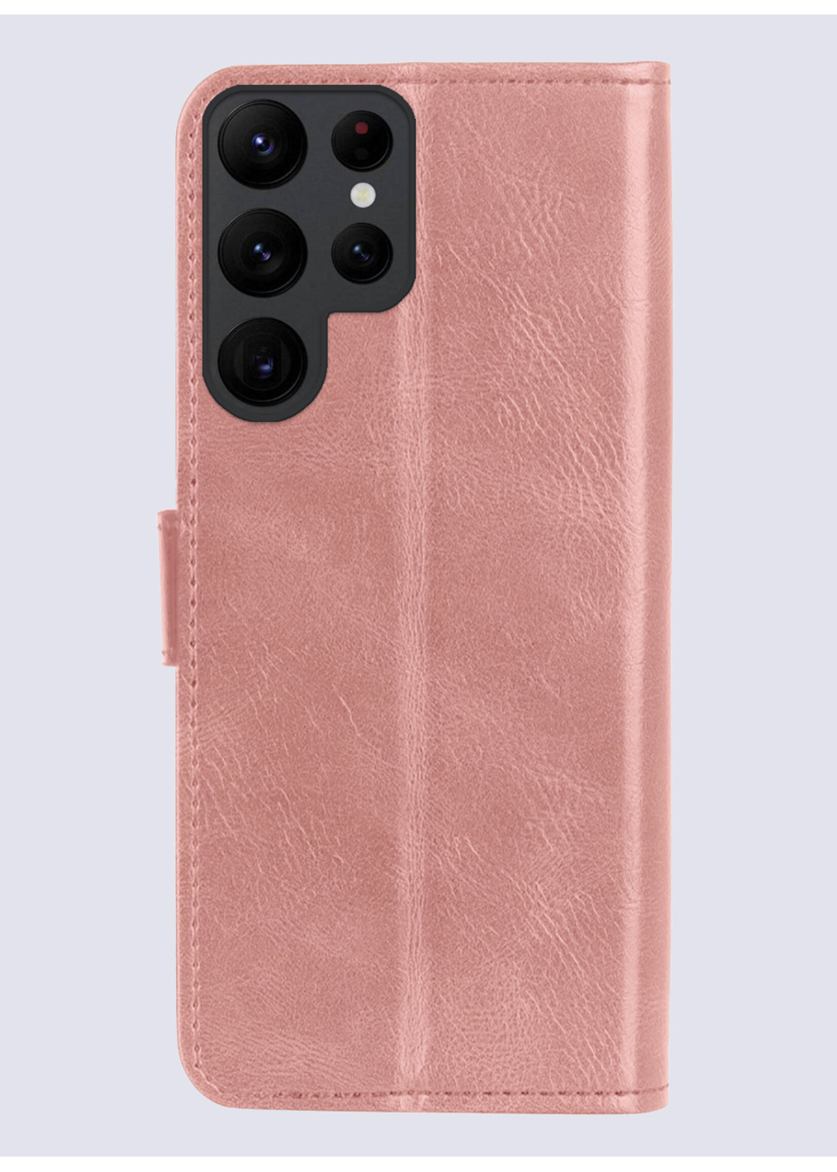 BTH Hoesje Geschikt voor Samsung S24 Ultra Hoesje Book Case Hoes Portemonnee Cover Walletcase Met Screenprotector - Hoes Geschikt voor Samsung Galaxy S24 Ultra Hoes Bookcase Hoesje - Rosé goud