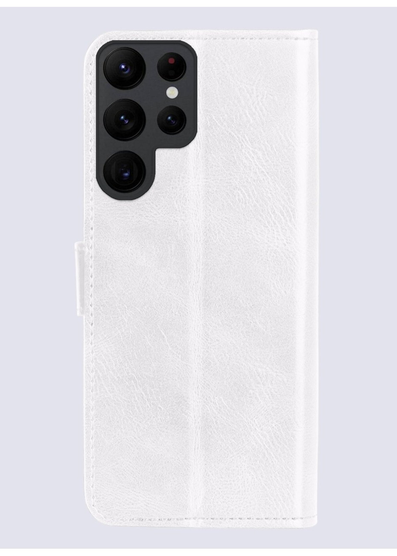 BTH Hoesje Geschikt voor Samsung S24 Ultra Hoesje Book Case Hoes Portemonnee Cover Walletcase Met 2x Screenprotector - Hoes Geschikt voor Samsung Galaxy S24 Ultra Hoes Bookcase Hoesje - Wit