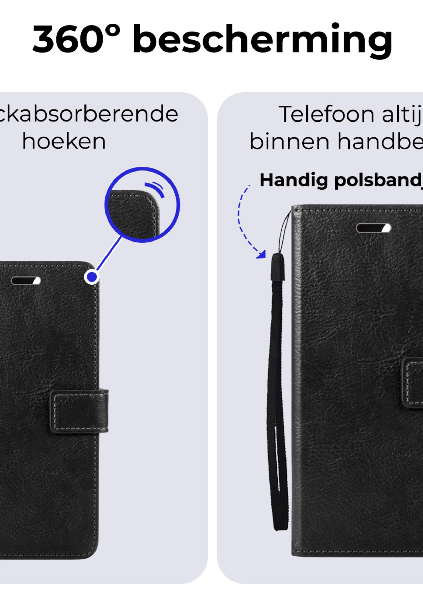 BTH Hoesje Geschikt voor Samsung S24 Ultra Hoesje Book Case Hoes Portemonnee Cover Walletcase Met 2x Screenprotector - Hoes Geschikt voor Samsung Galaxy S24 Ultra Hoes Bookcase Hoesje - Zwart